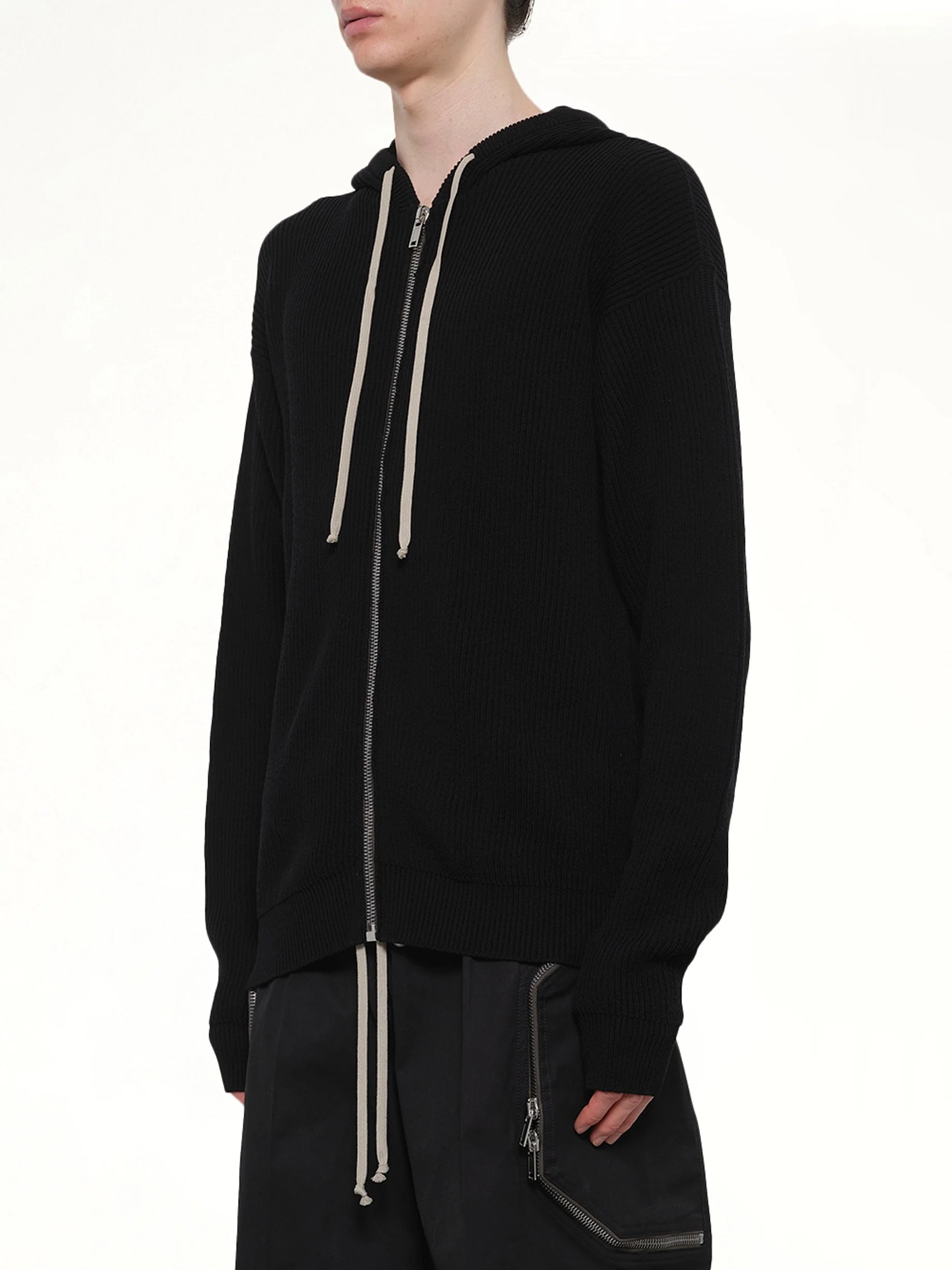 Zipped Hoodie in Black - Image 3