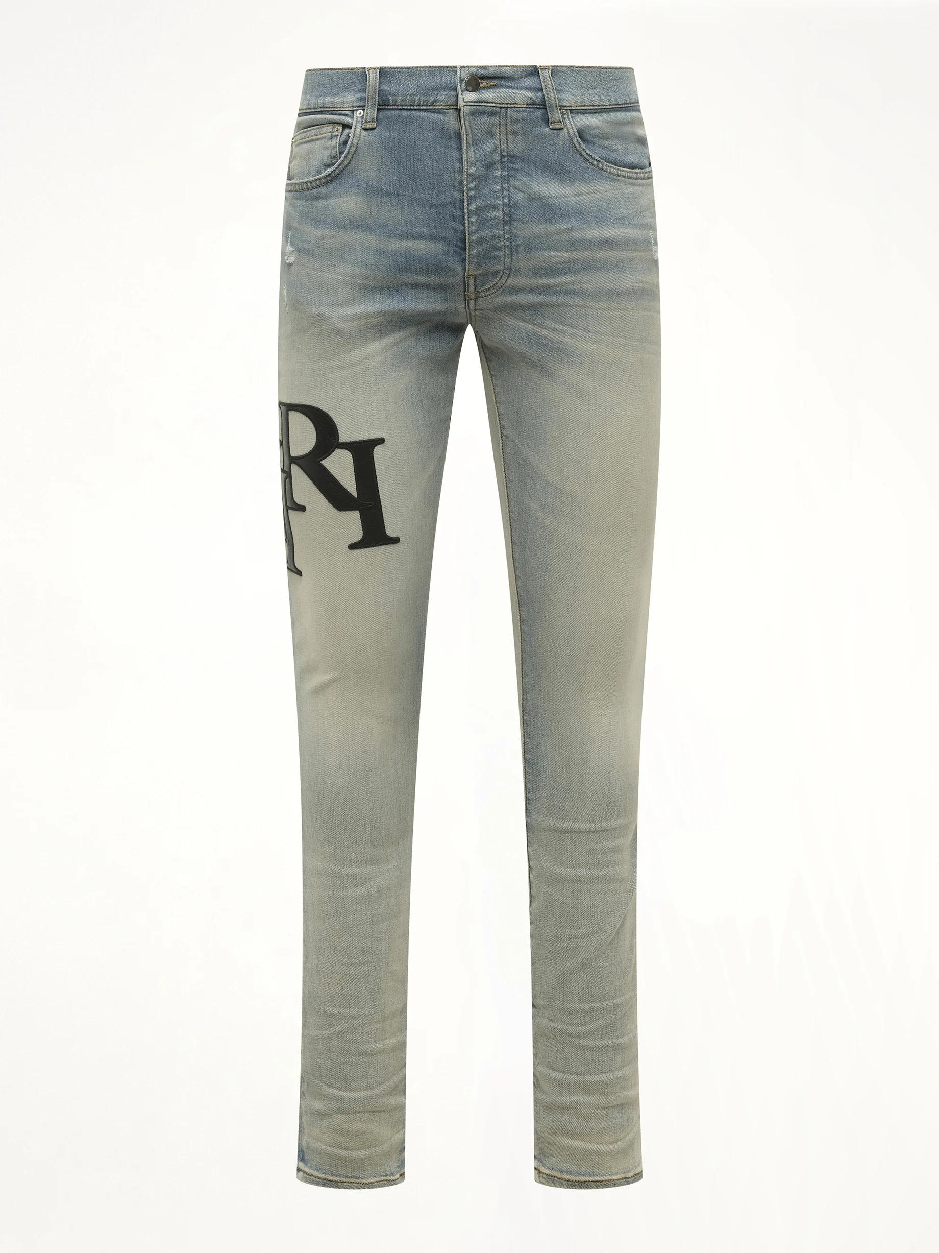 Staggered Logo Skinny Jeans in Antique Indigo/Black - Image 2