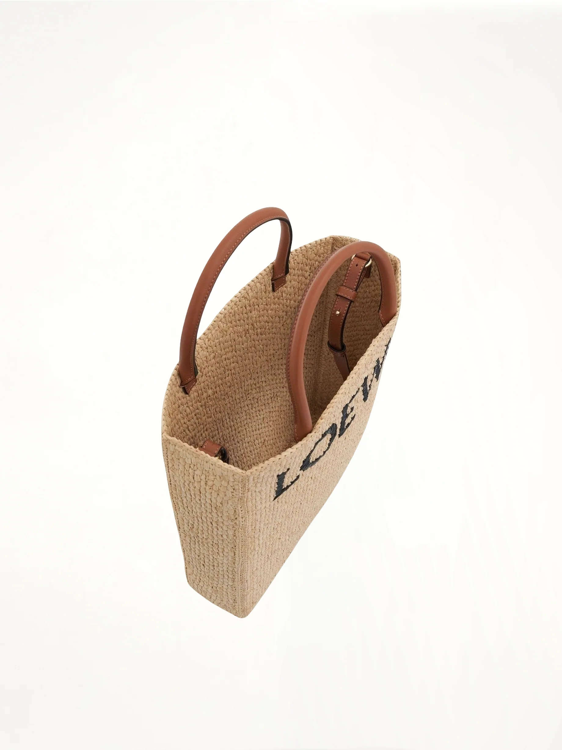 Standard A4 Tote Bag in Raffia in Natural/Black - Image 3