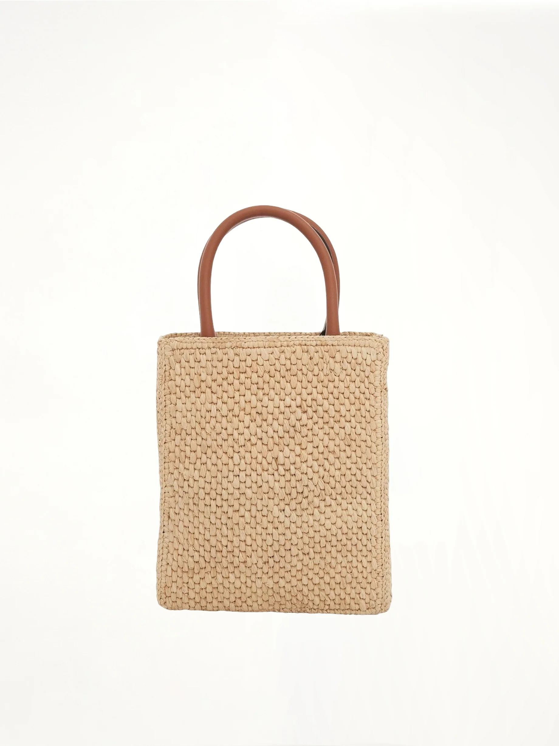 Standard A5 Tote Bag in Raffia in Natural/Black - Image 3