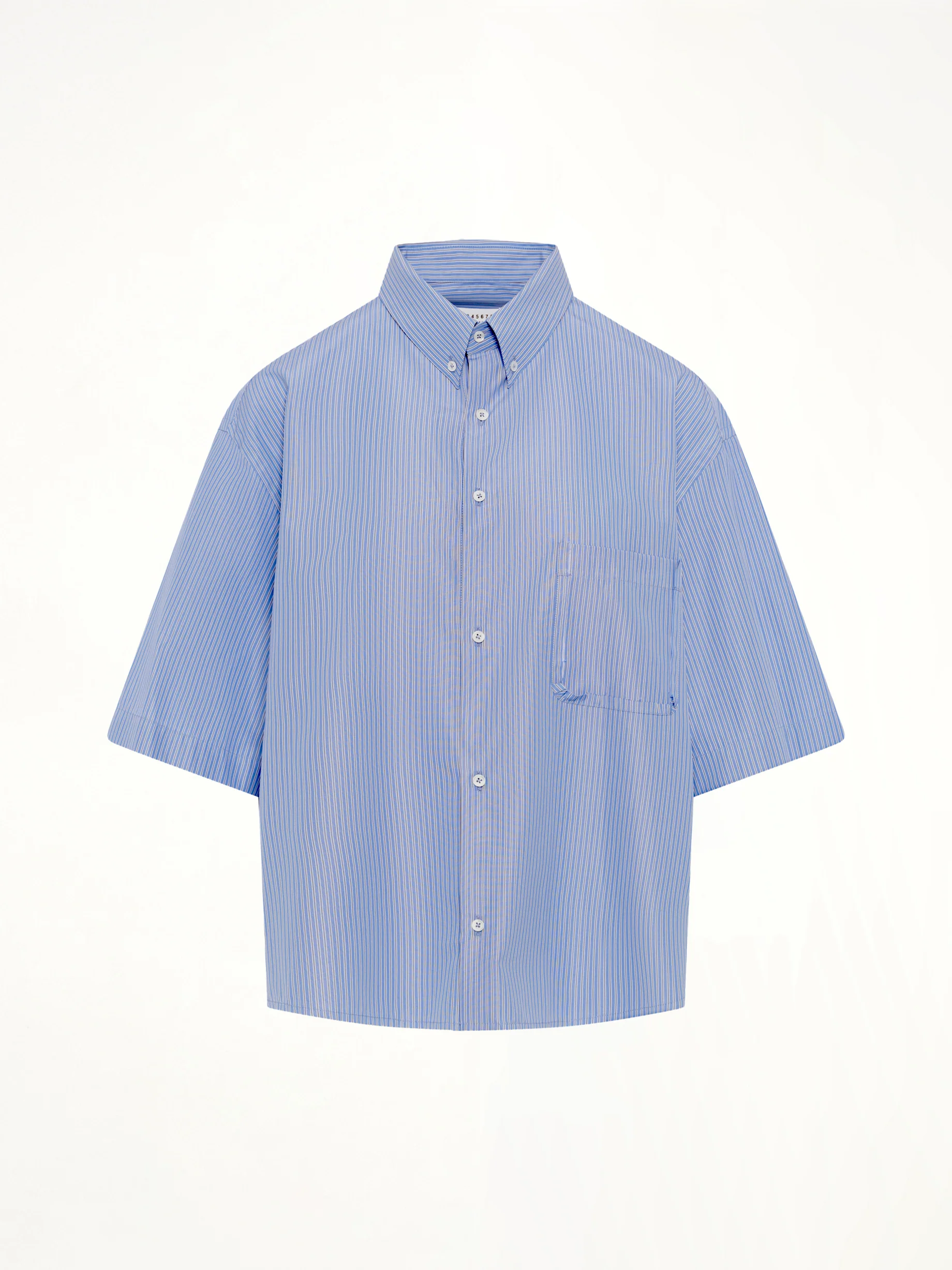 Stripe Short Sleeve Shirt in Blue/Khaki - Image 2