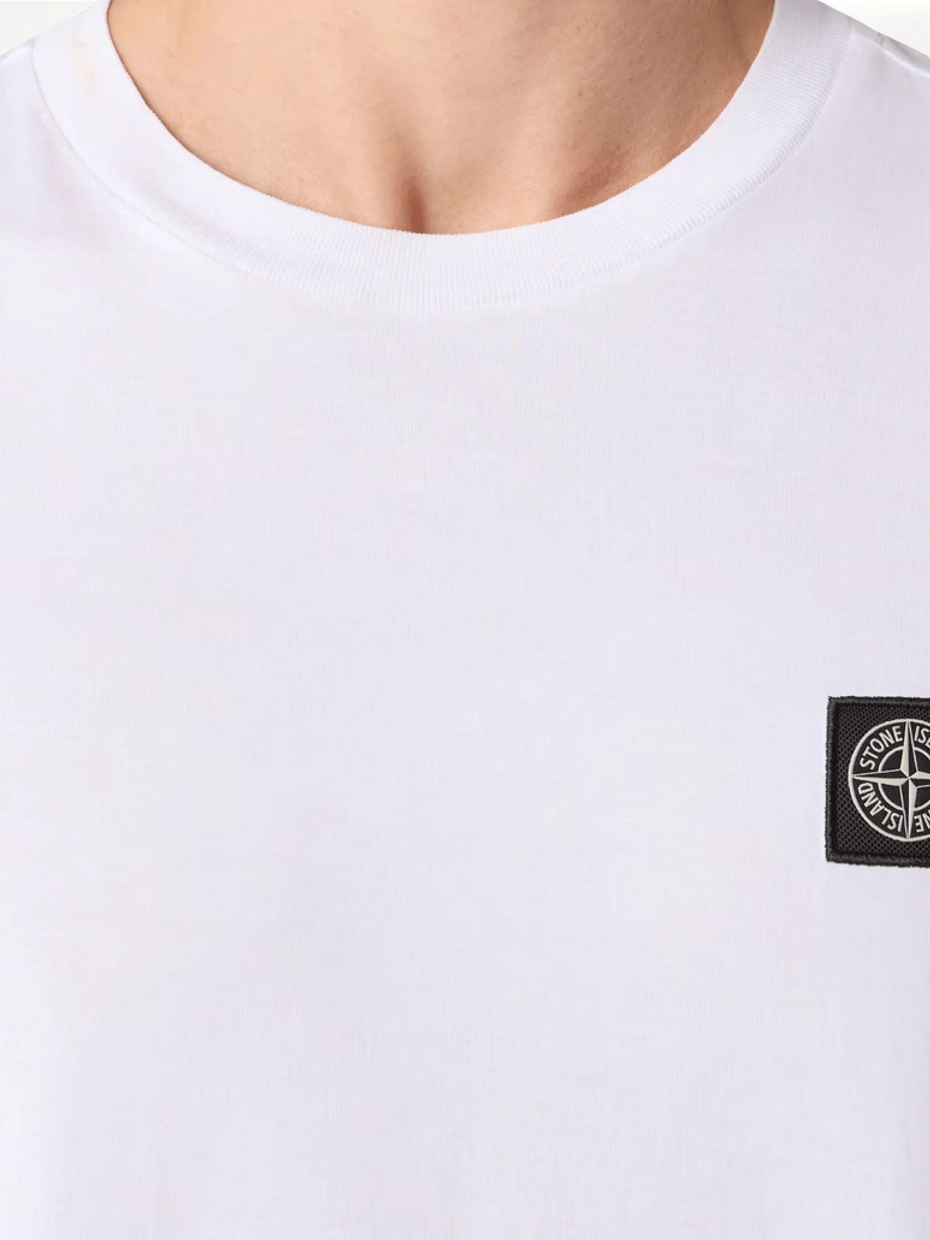 Stone Island Logo Patch T-Shirt in White - Image 3