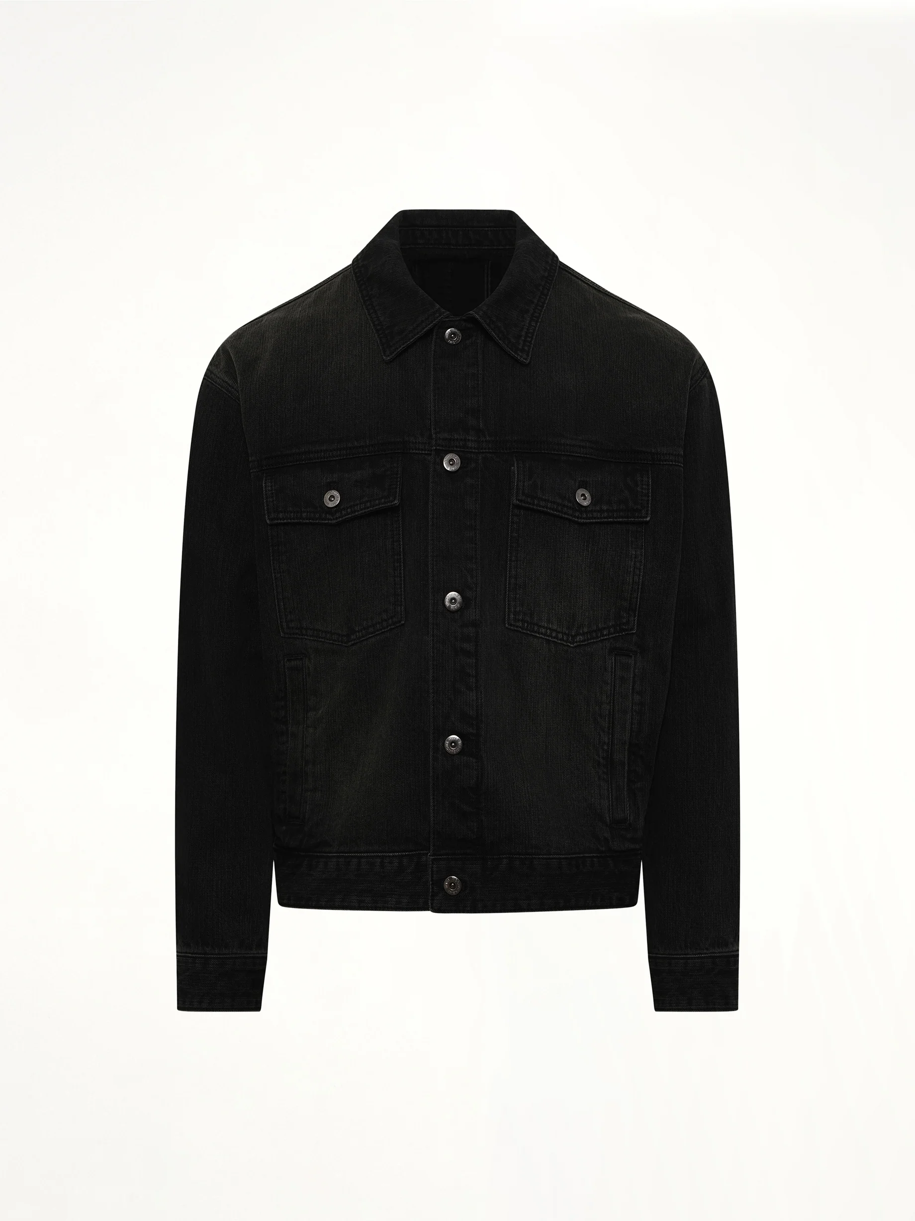 Stone Washed Denim Jacket in Black - Image 2