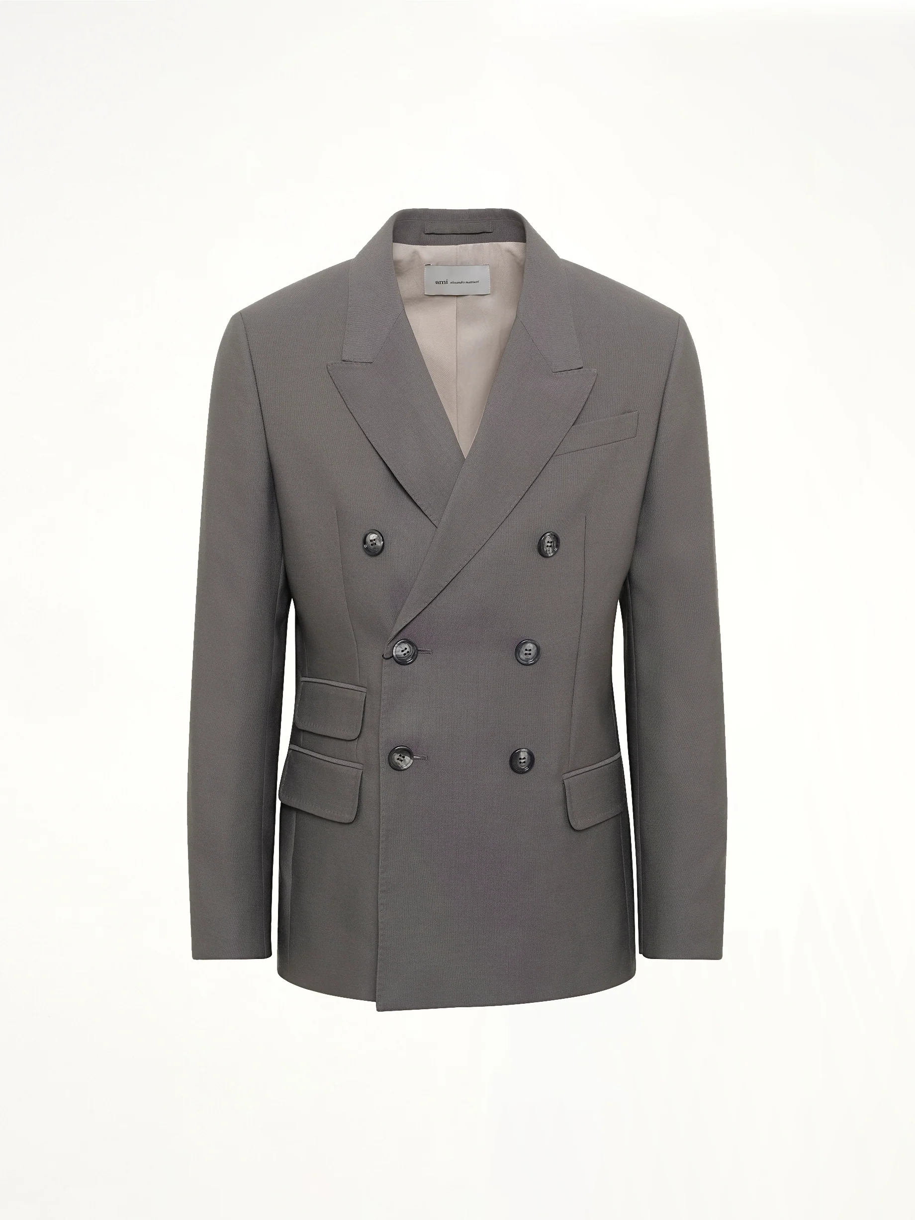 Straight Double Breasted Jacket in Carbon - Image 2