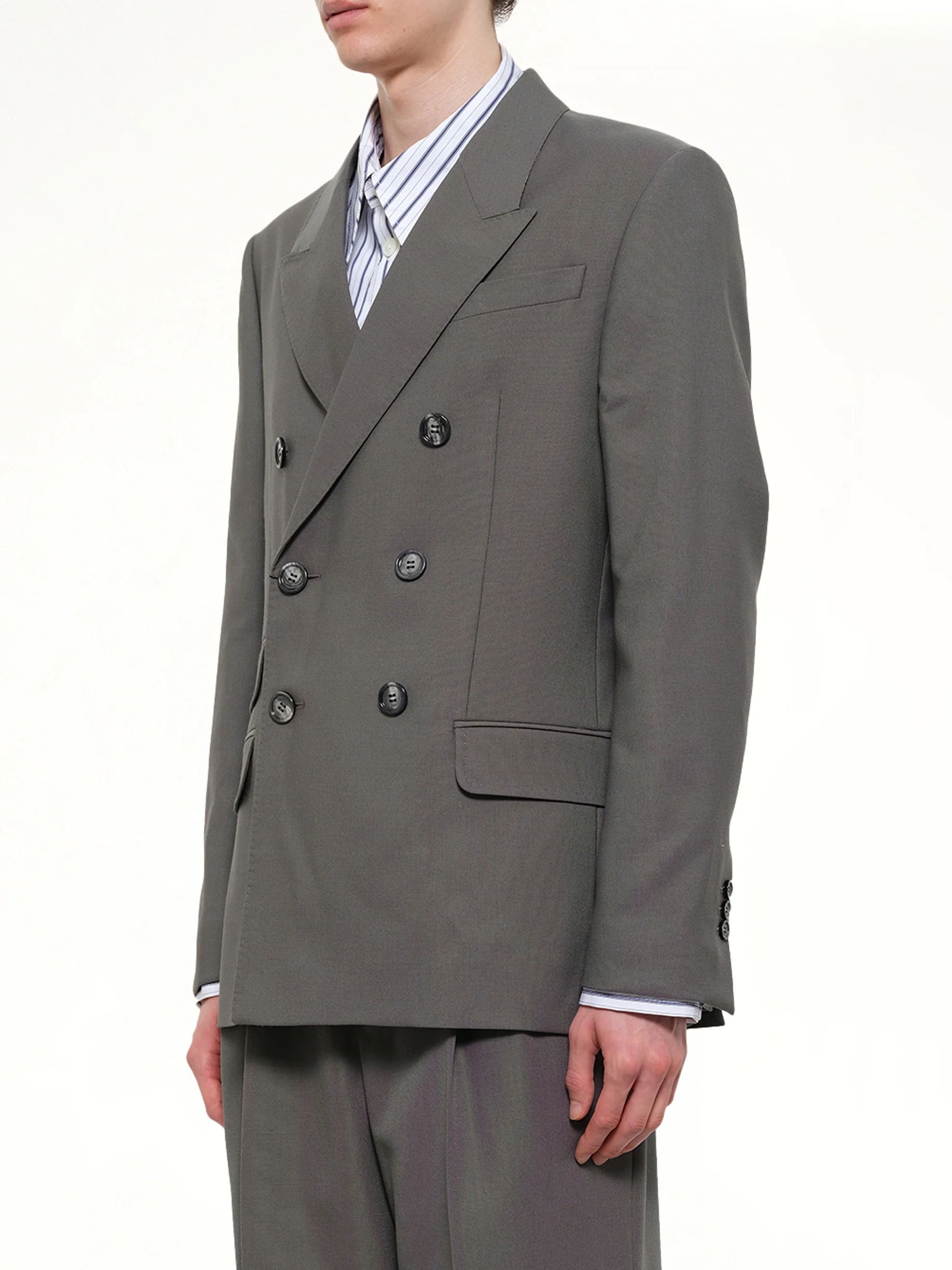 Straight Double Breasted Jacket in Carbon - Image 3
