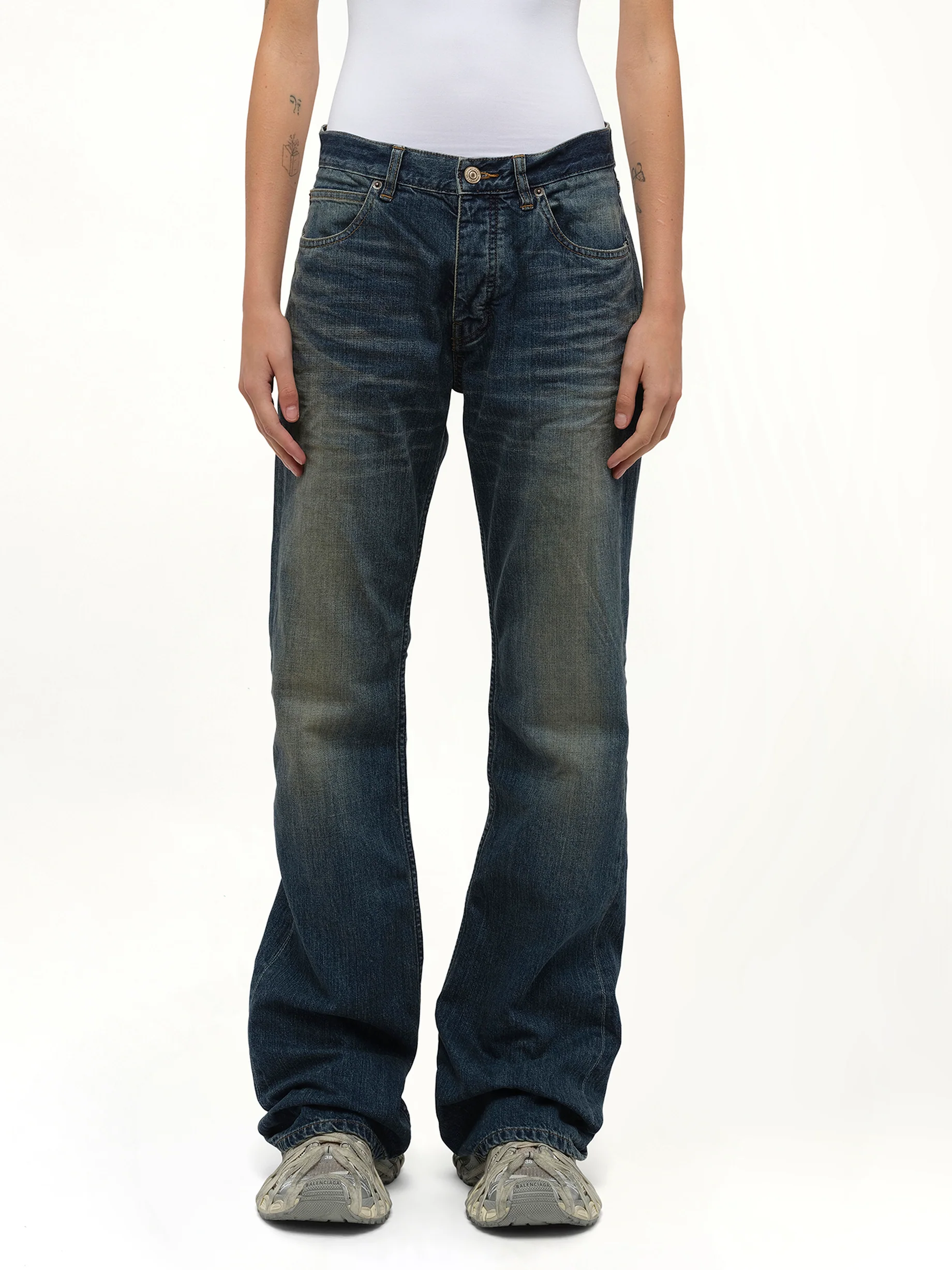 Straight Fit Denim Pants in Whiskers