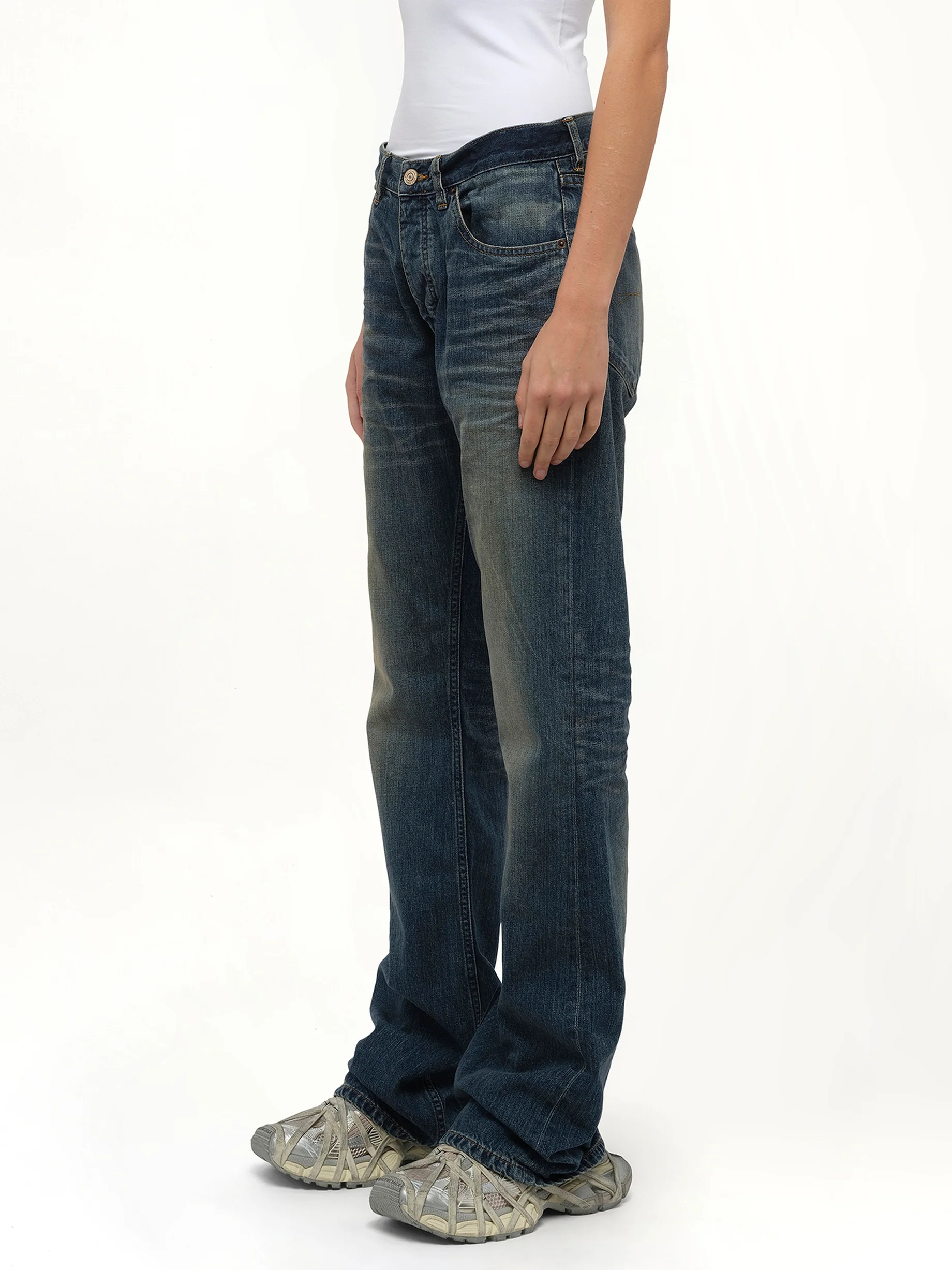 Straight Fit Denim Pants in Whiskers - Image 5