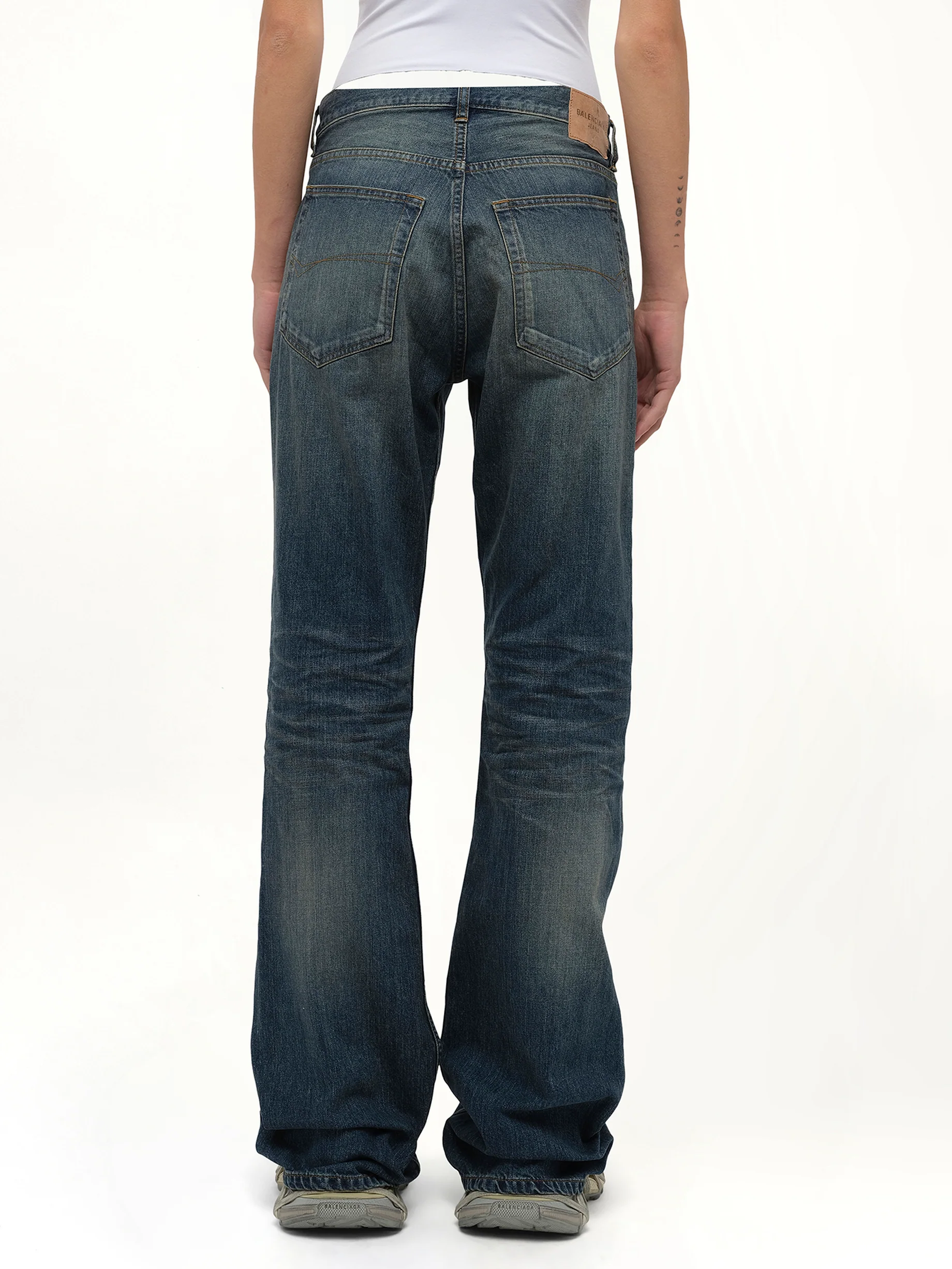 Straight Fit Denim Pants in Whiskers - Image 6