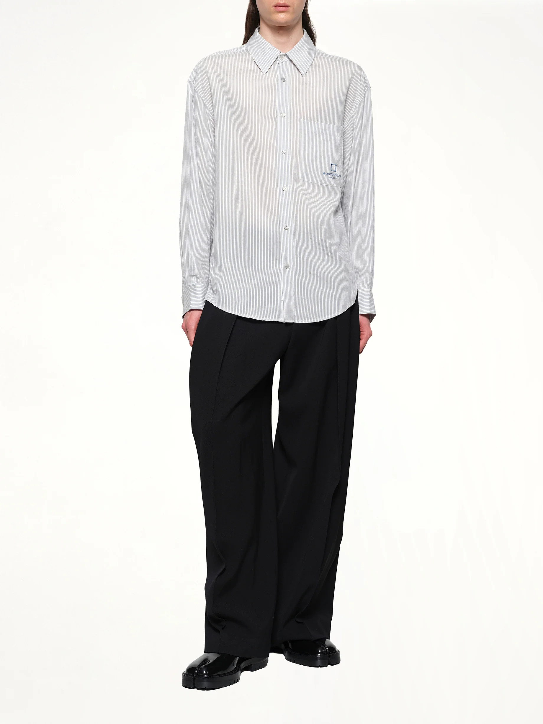 Stripe Button Up Shirt in Blue - Image 4