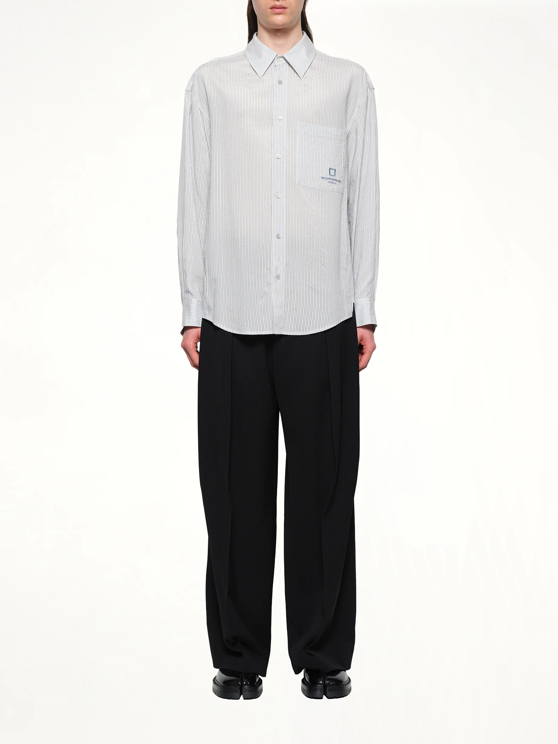 Stripe Button Up Shirt in Blue - Image 7