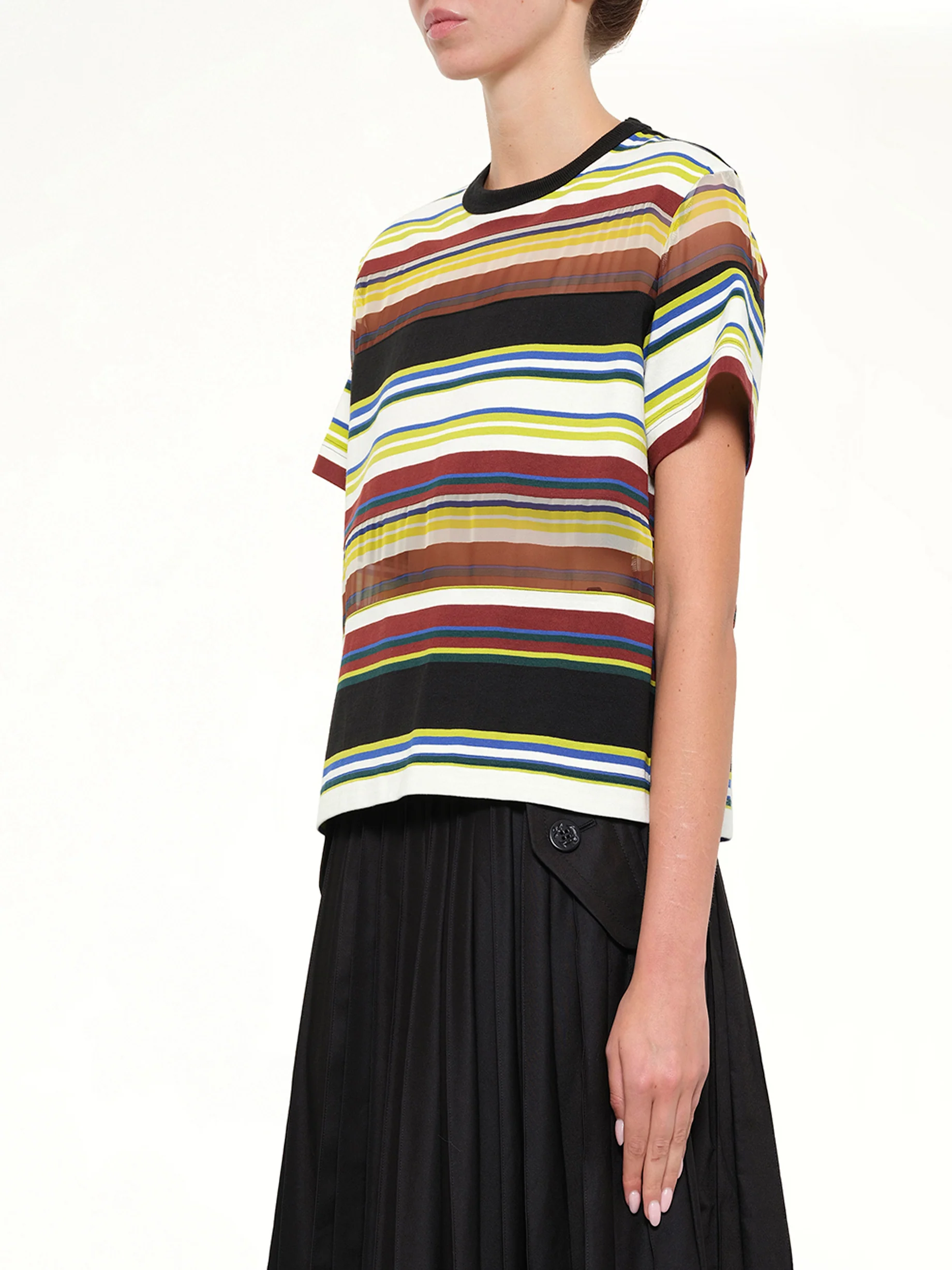 Stripe Cotton Jersey T-Shirt in Yellow - Image 3