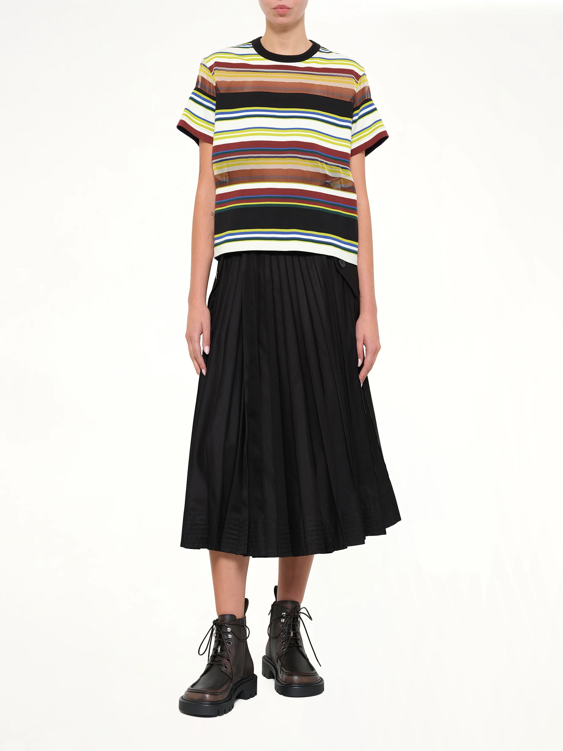Stripe Cotton Jersey T-Shirt in Yellow - Image 4