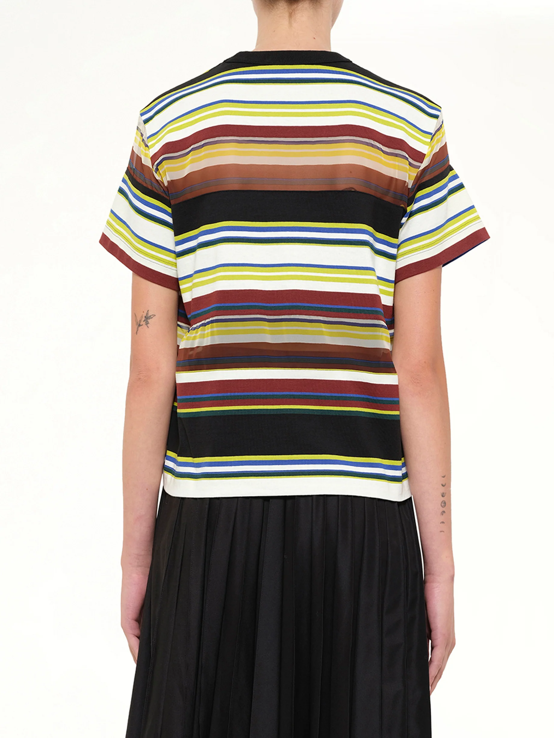 Stripe Cotton Jersey T-Shirt in Yellow - Image 5