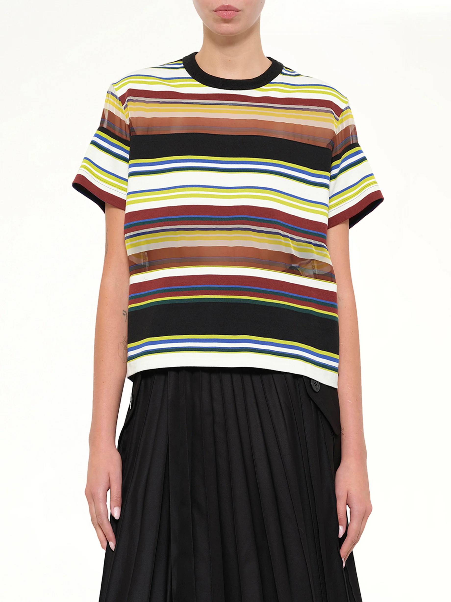 Stripe Cotton Jersey T-Shirt in Yellow - Image 6