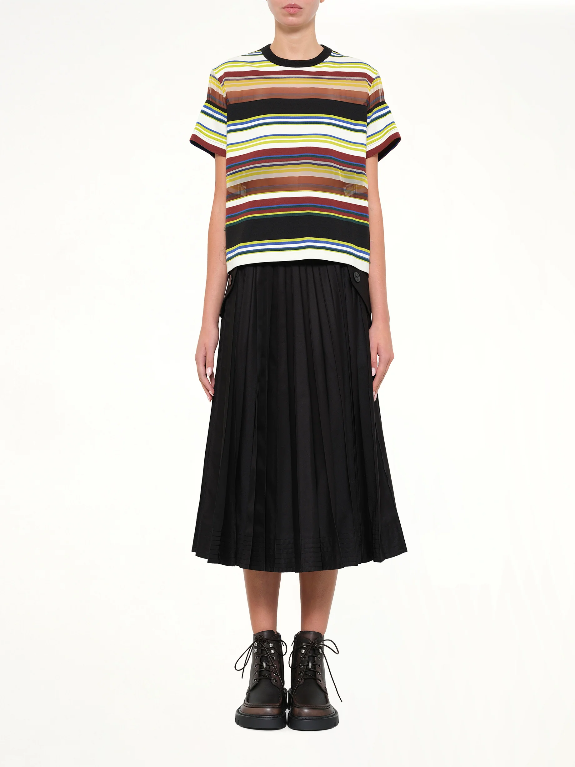 Stripe Cotton Jersey T-Shirt in Yellow - Image 7