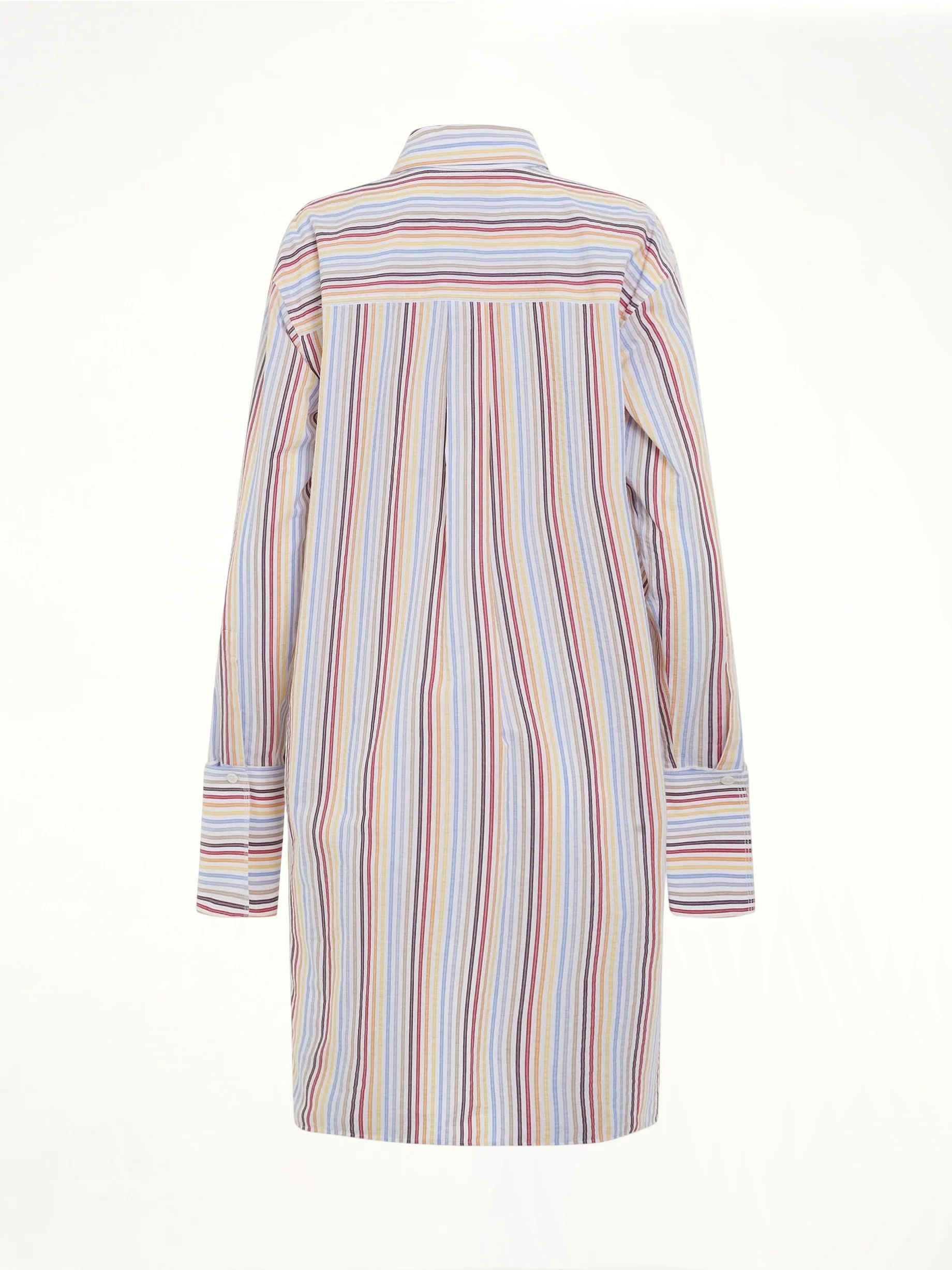 Stripe Deconstructed Silk Shirt Dress in Yellow/Blue/Orange - Image 4