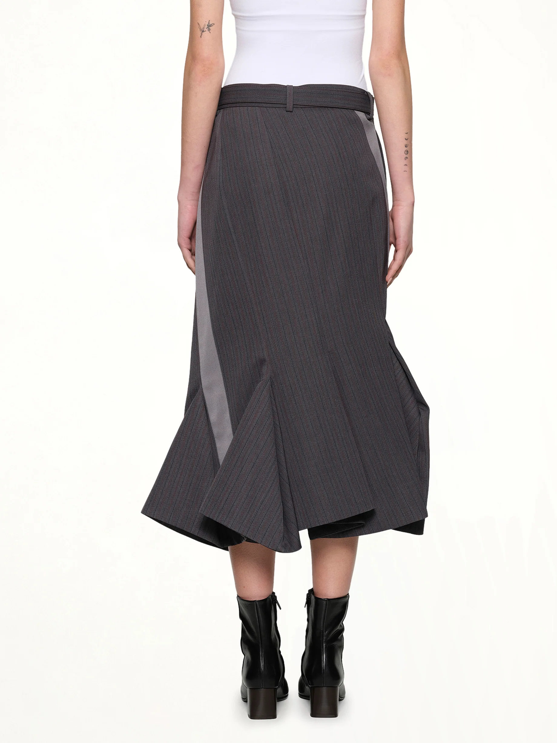 Stripe Doeskin Skirt in Gray - Image 5
