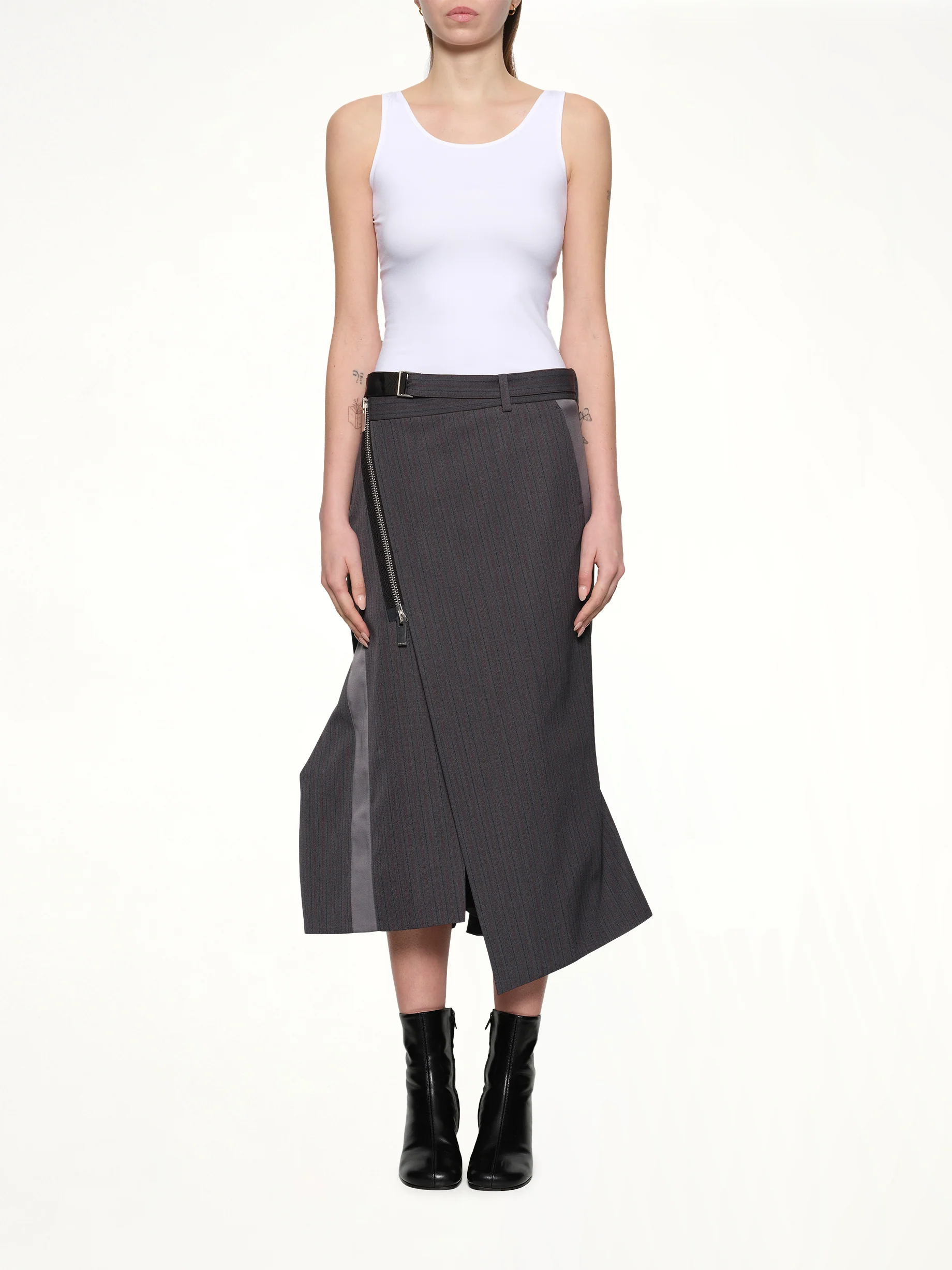Stripe Doeskin Skirt in Gray - Image 7