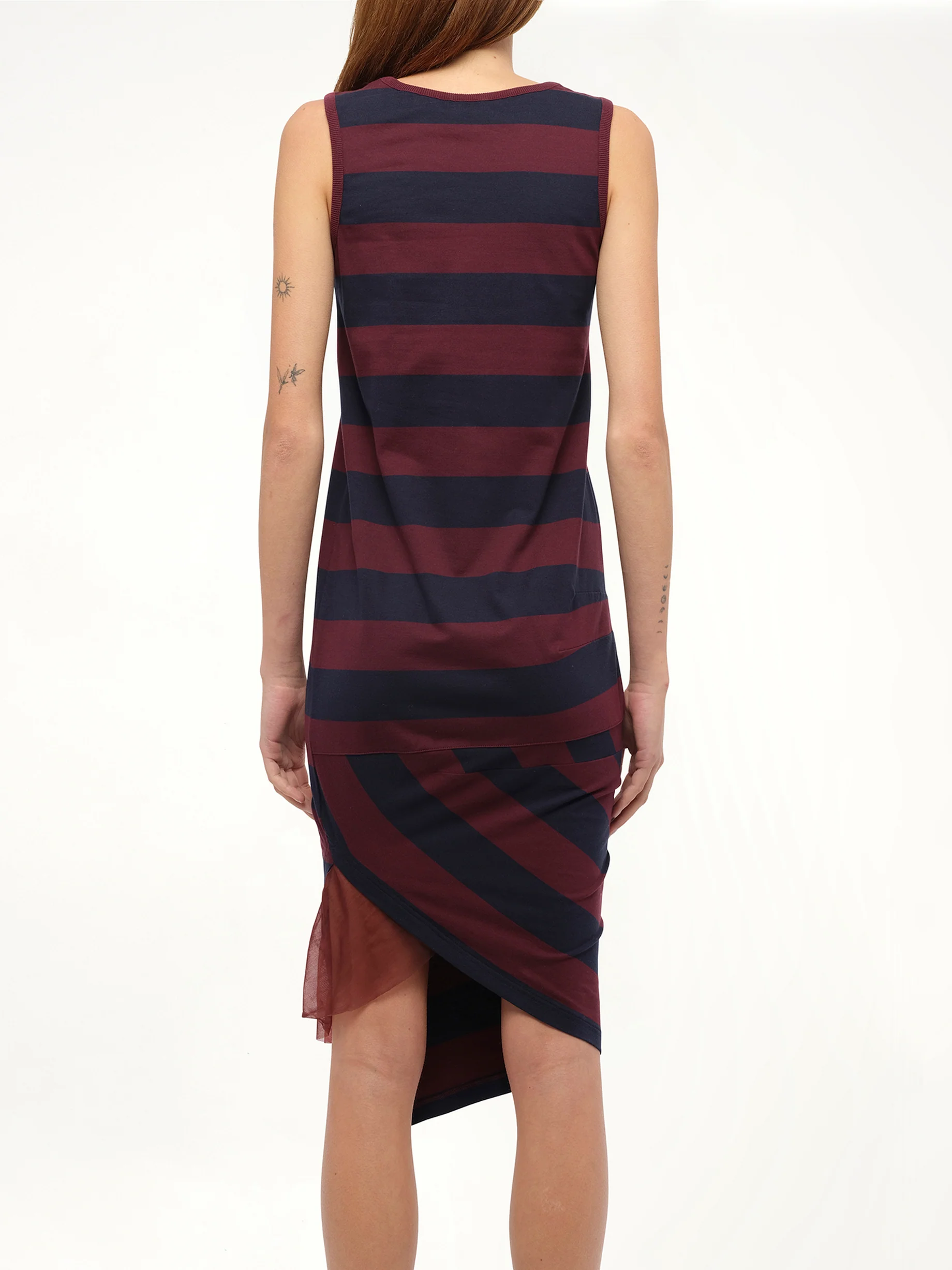 Stripe Jersey Dress in Navy/Red - Image 6