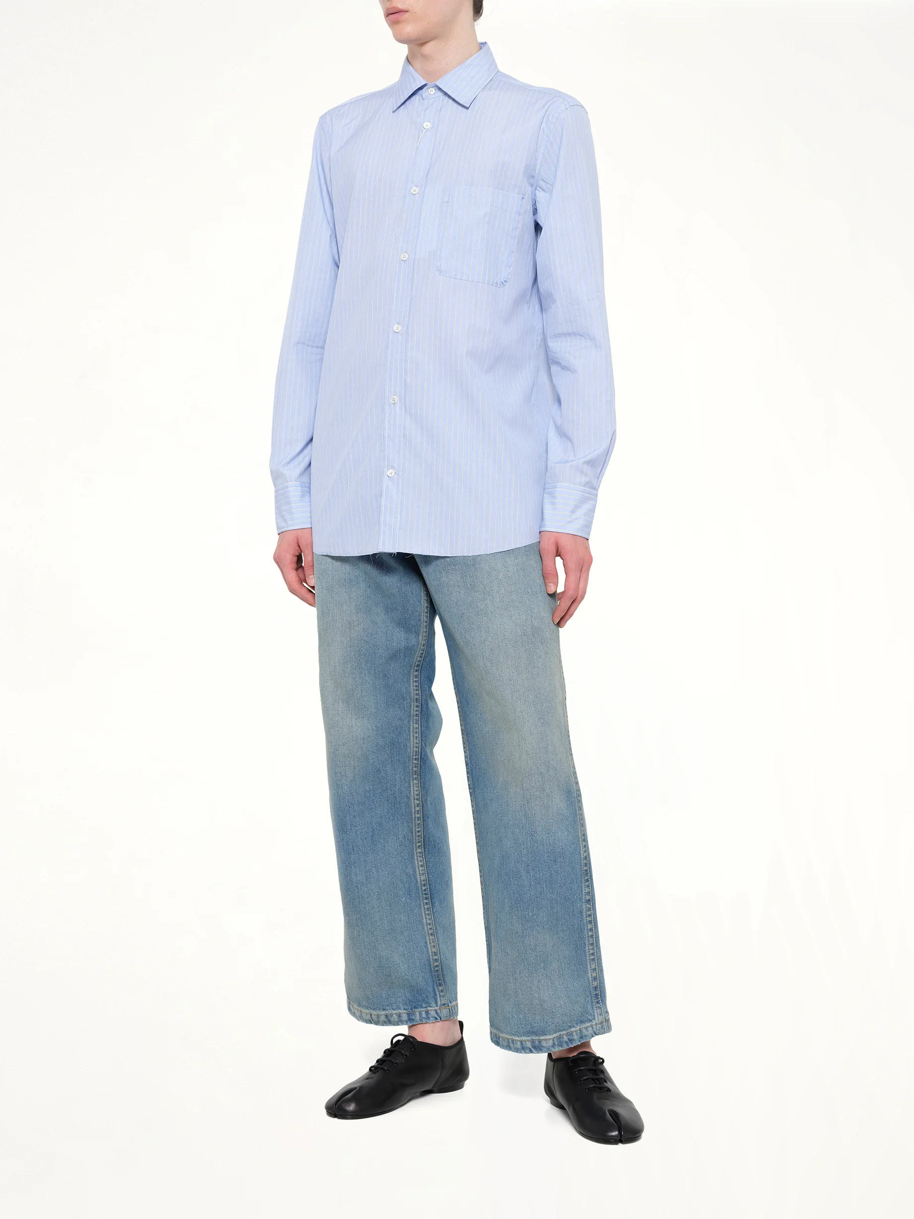 Stripe Long Sleeve Shirt in Blue - Image 4