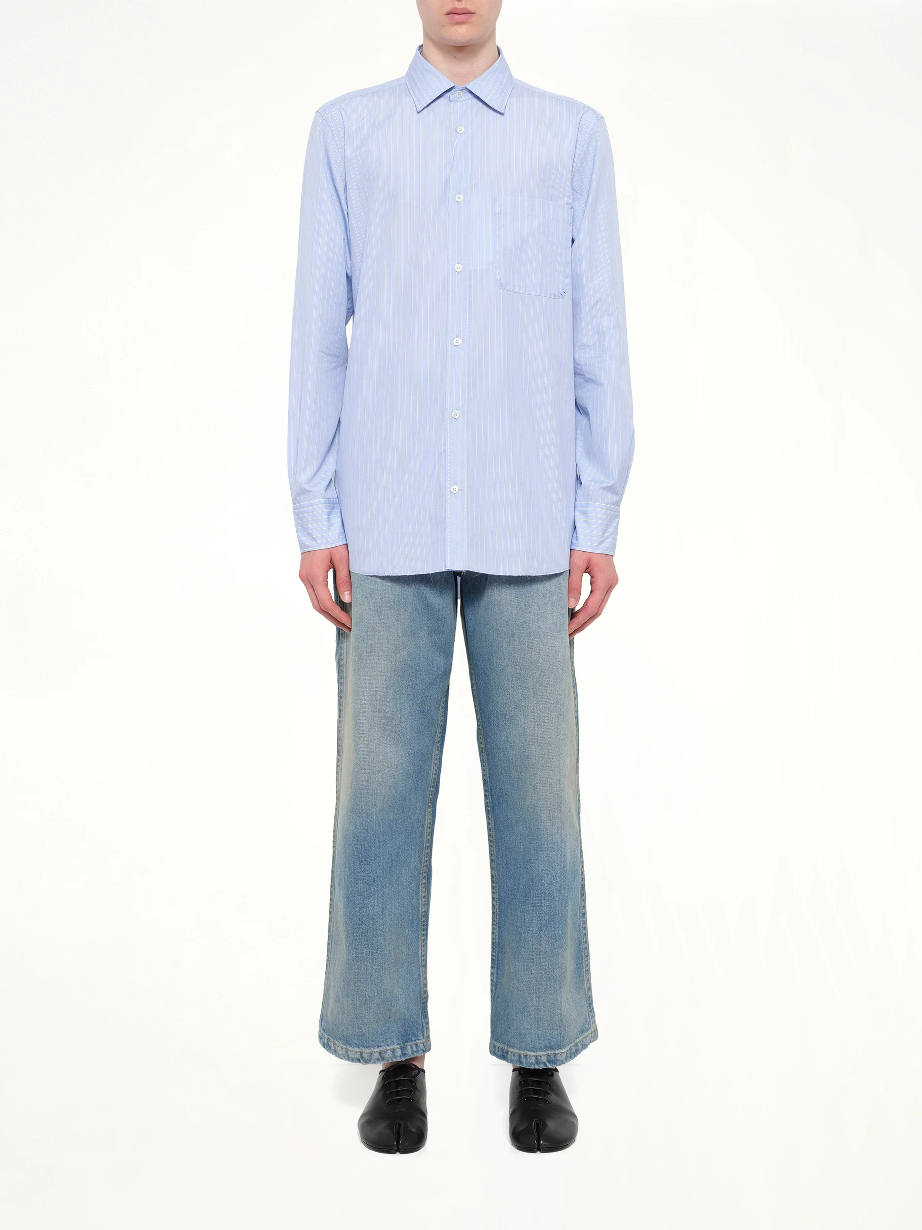 Stripe Long Sleeve Shirt in Blue - Image 7