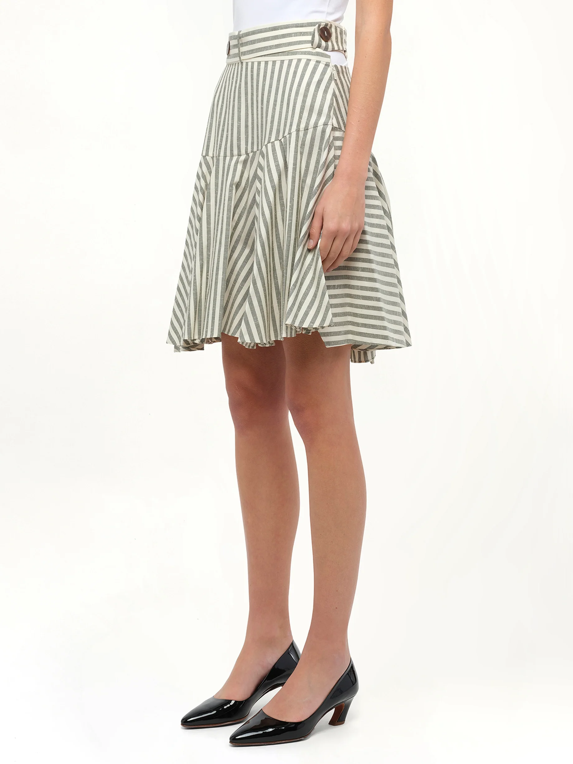 Stripe Skater Skirt in White - Image 2