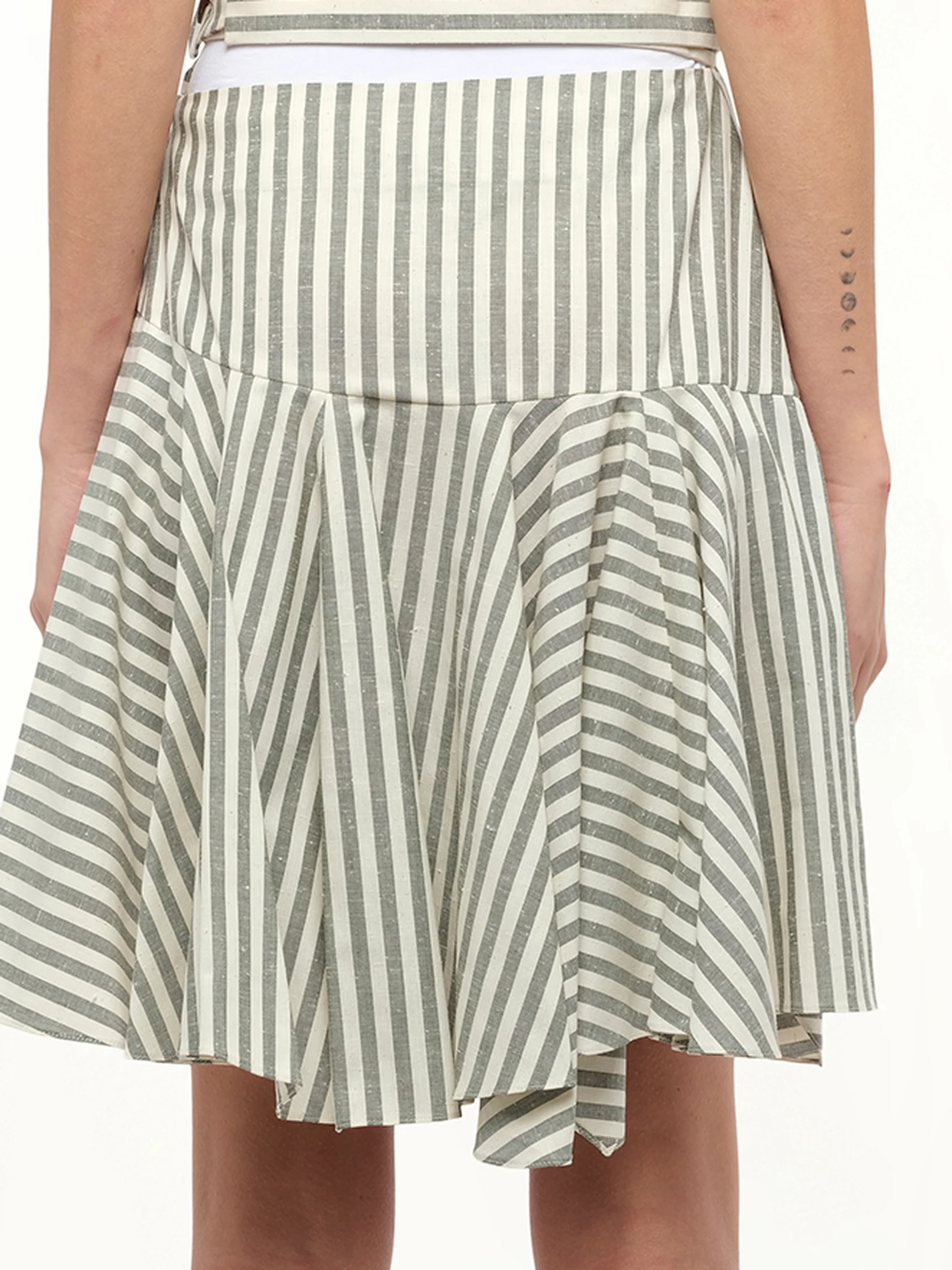 Stripe Skater Skirt in White - Image 3