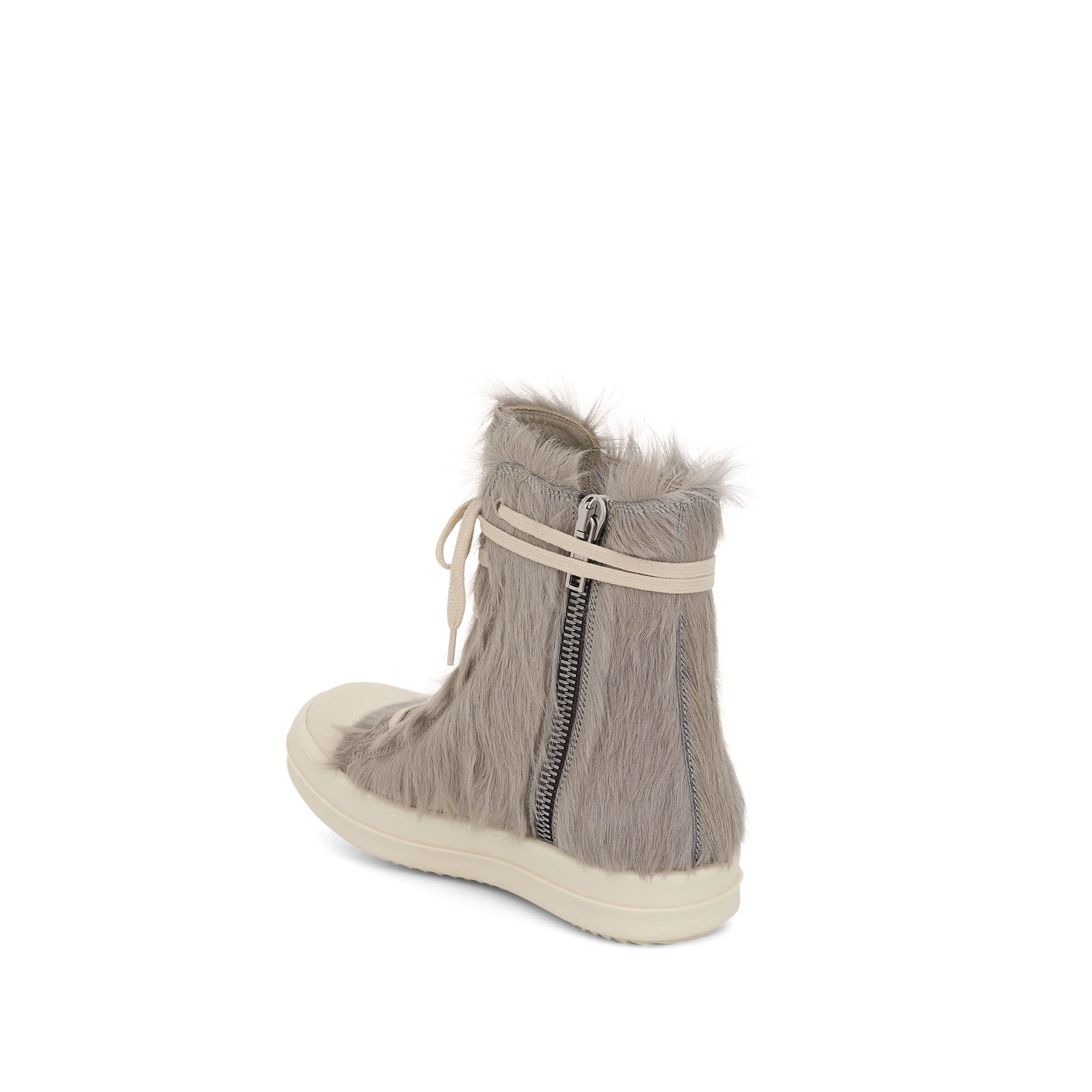 Strobe High Fur Sneaker in Pearl/Milk - Image 4