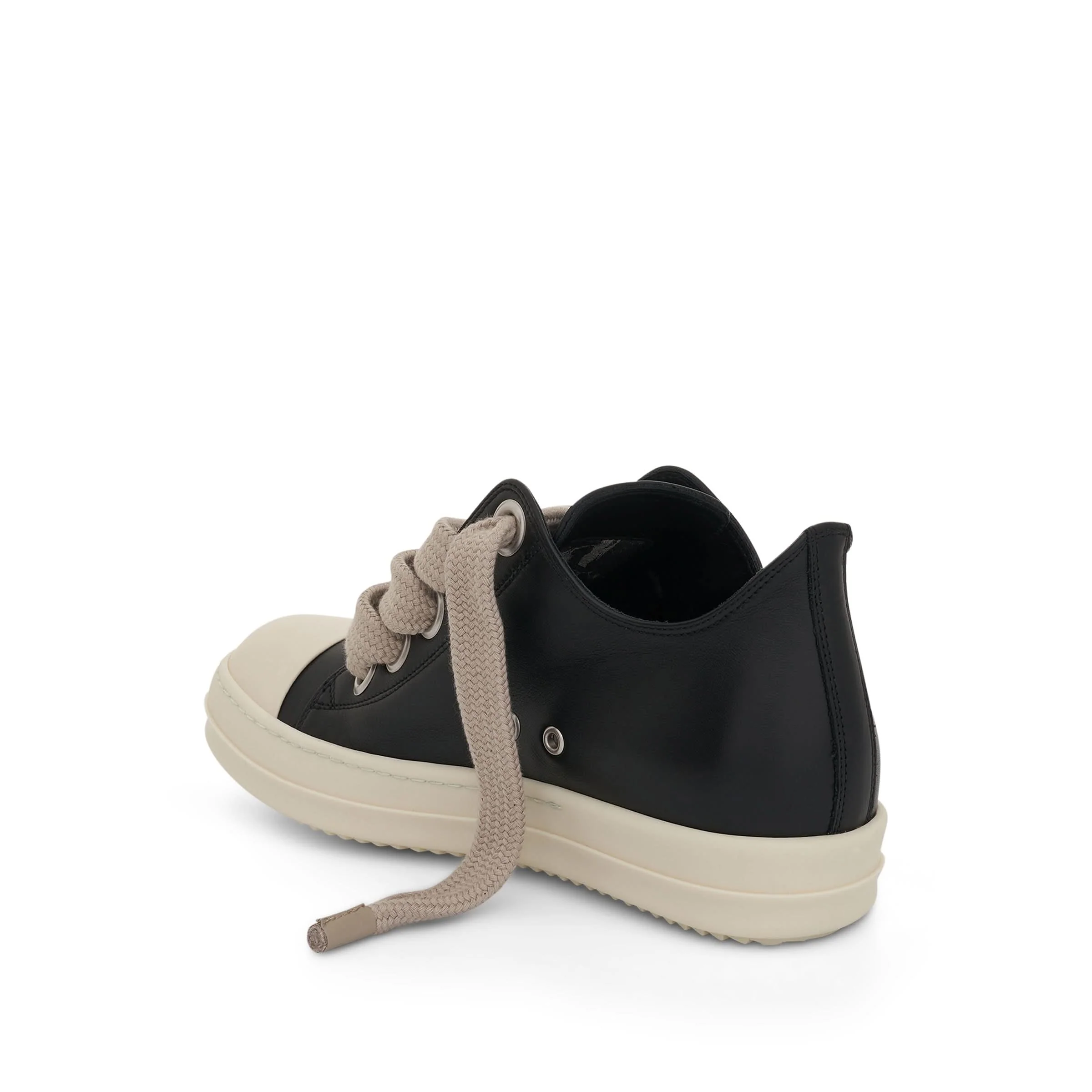 Strobe Low Leather Sneaker with Jumbo Laces in Black/Milk - Image 3