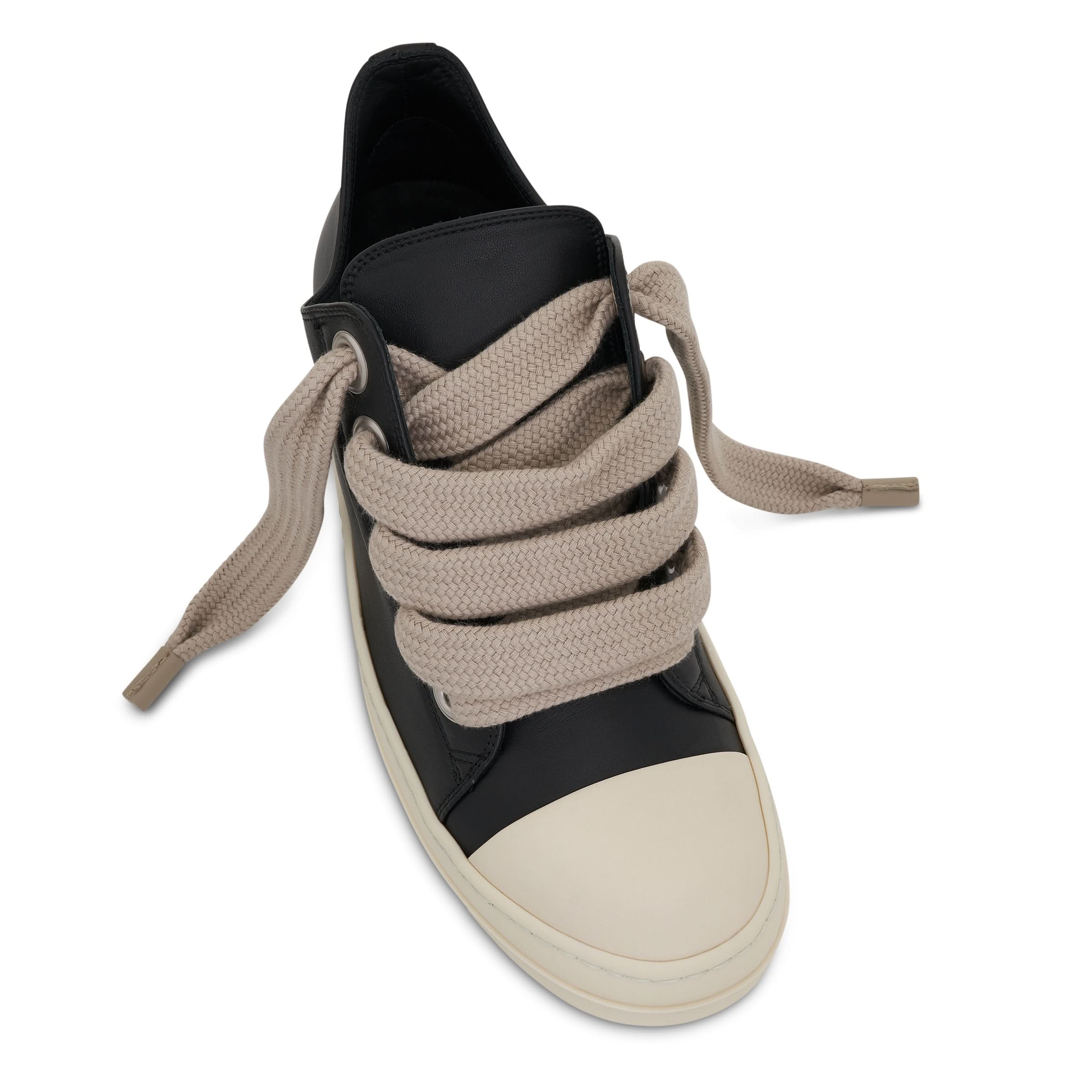 Strobe Low Leather Sneaker with Jumbo Laces in Black/Milk - Image 4