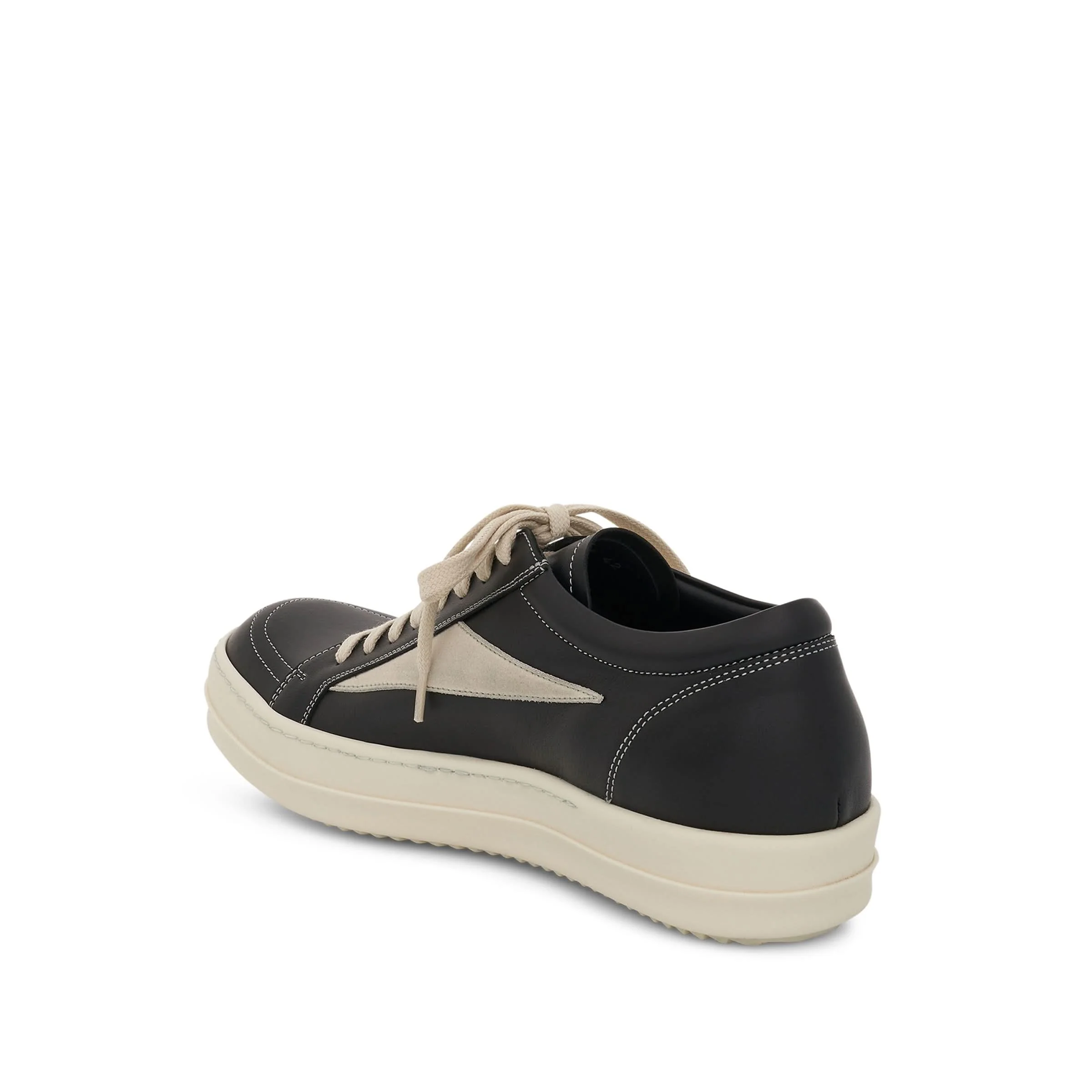 Strobe Vintage Leather Sneaker in Black/Pearl - Image 3