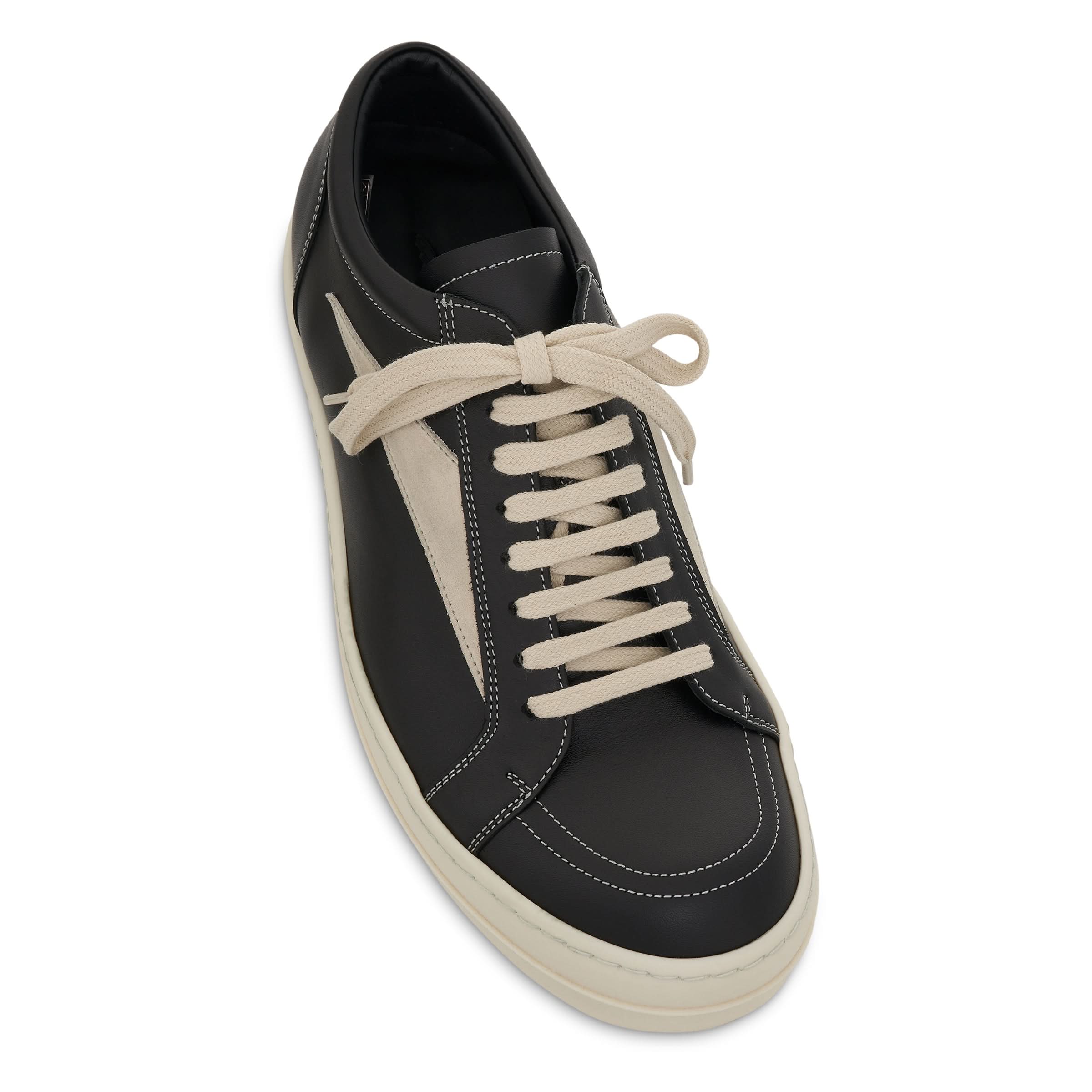 Strobe Vintage Leather Sneaker in Black/Pearl - Image 4