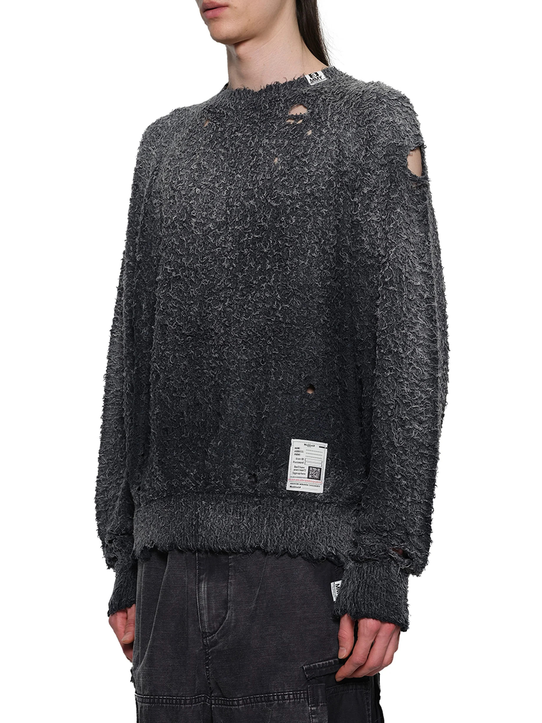 Sun Faded Knit Pullover in Black - Image 3