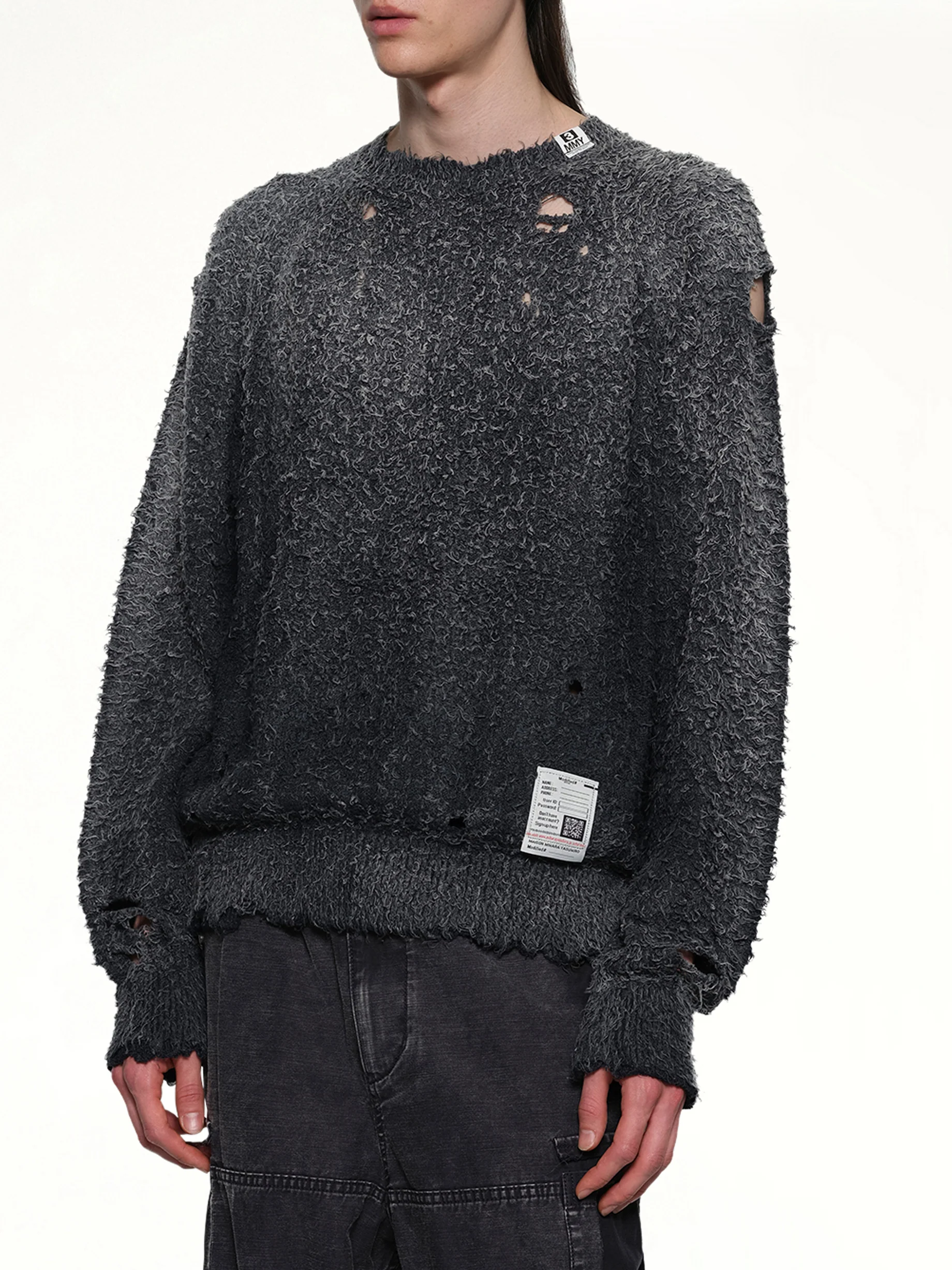 Sun Faded Knit Pullover in Black - Image 6