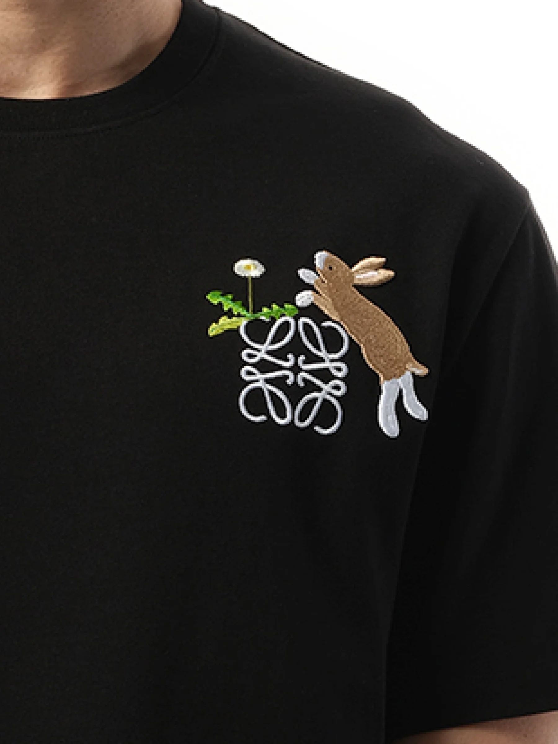 Suna Fujita Anagram Bunny T-Shirt in Black - Image 3