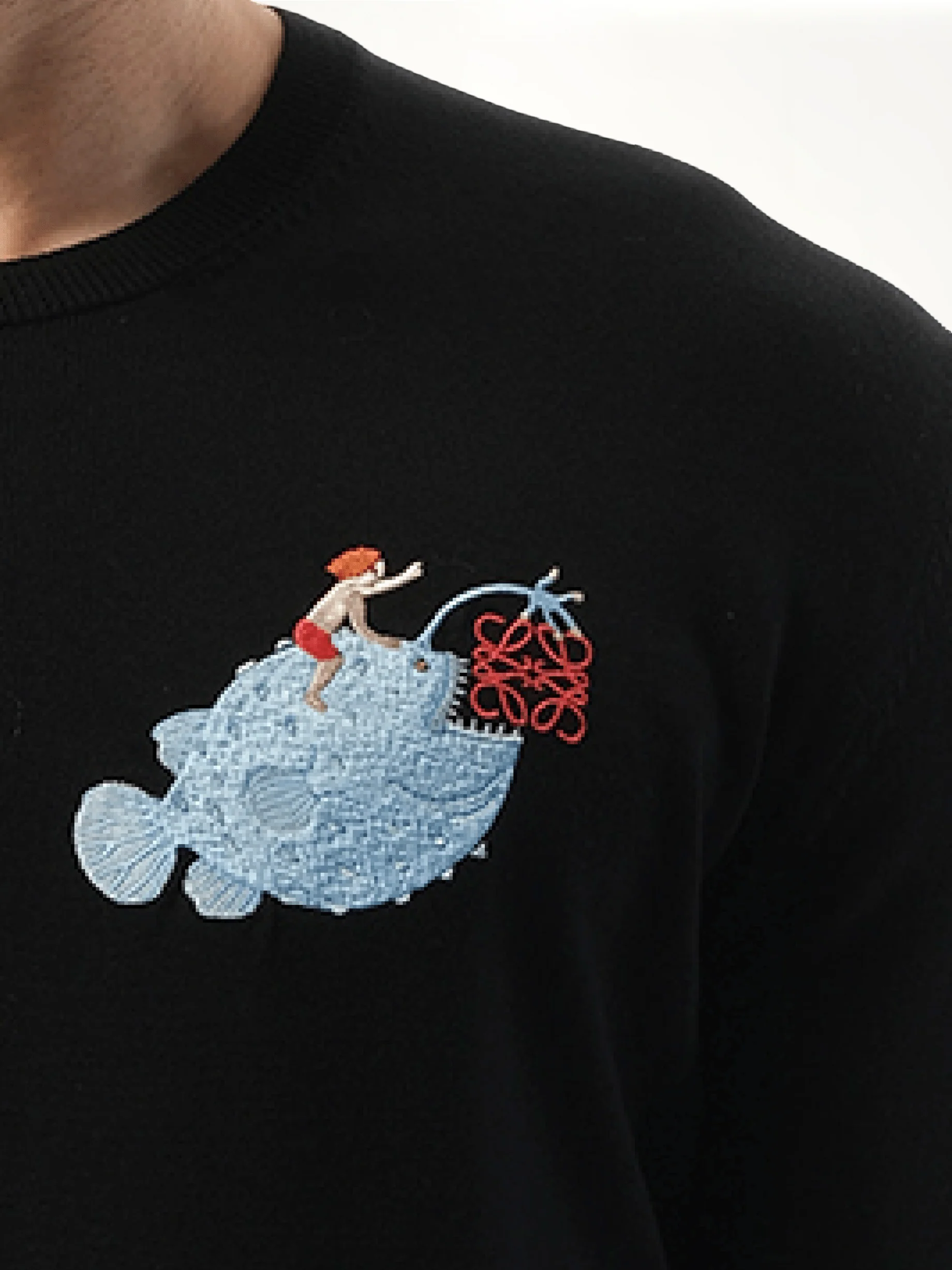 Suna Fujita Anglerfish Sweater in Black - Image 3