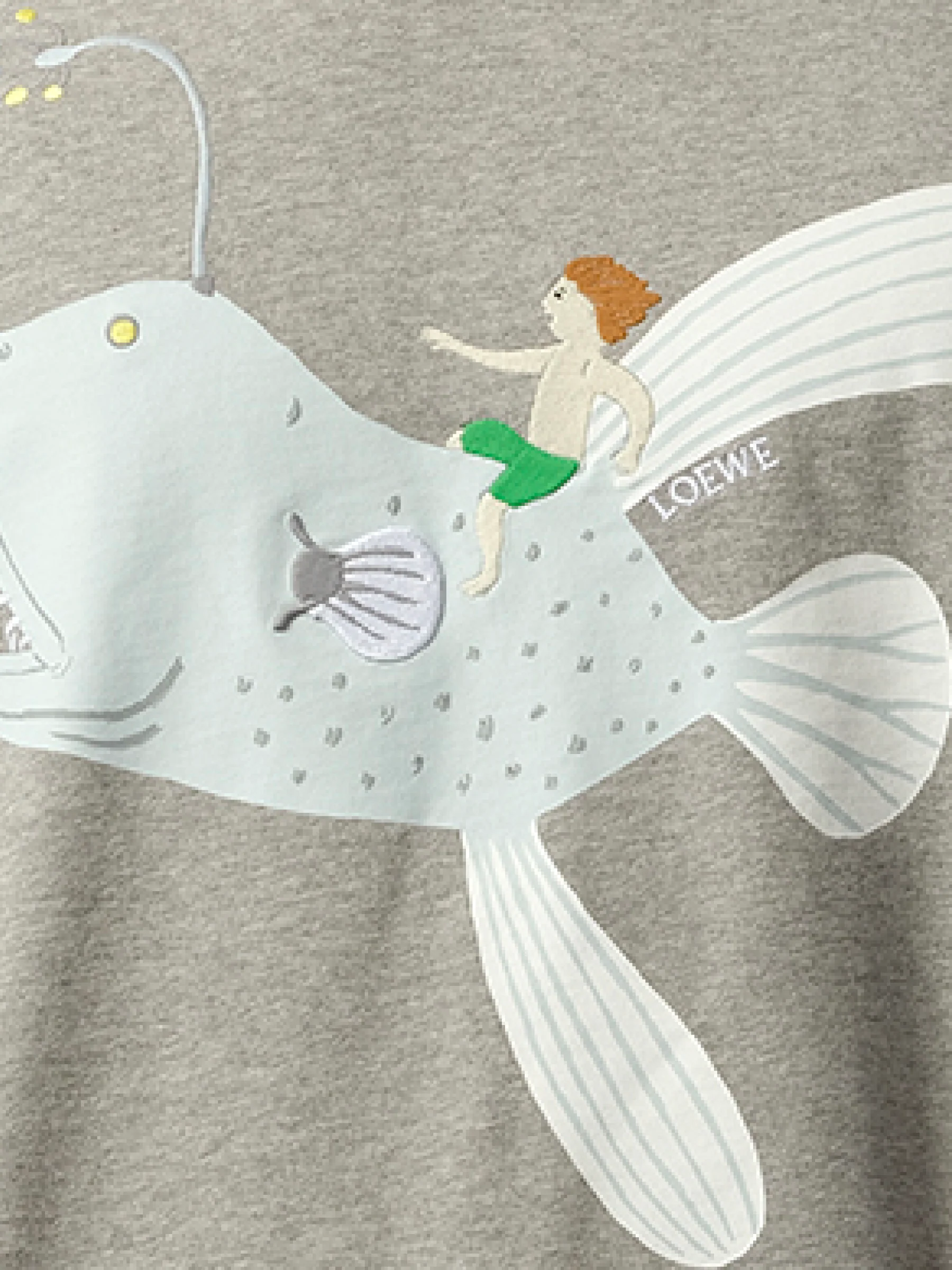 Suna Fujita Anglerfish T-Shirt in Grey Melange - Image 3