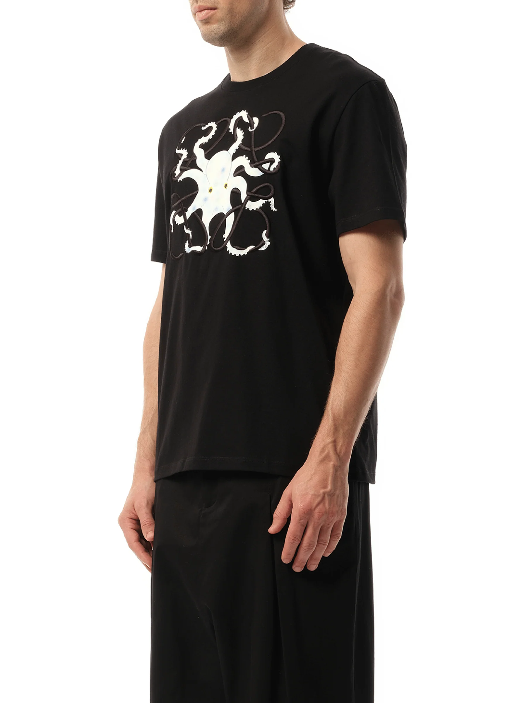 Suna Fujita Octopus Print T-Shirt in Black - Image 5
