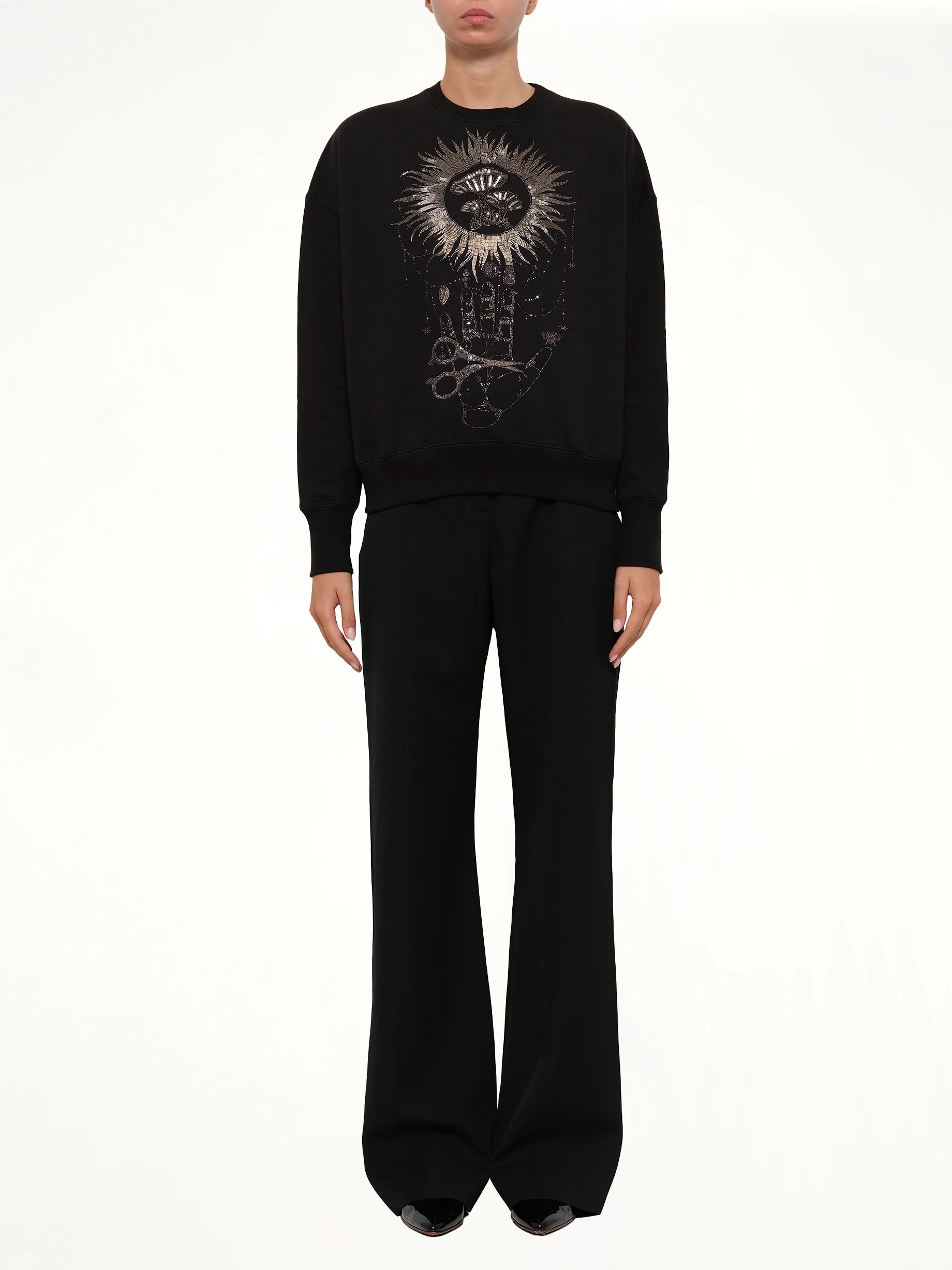 Embroidered Sweatshirt in Black - Image 2