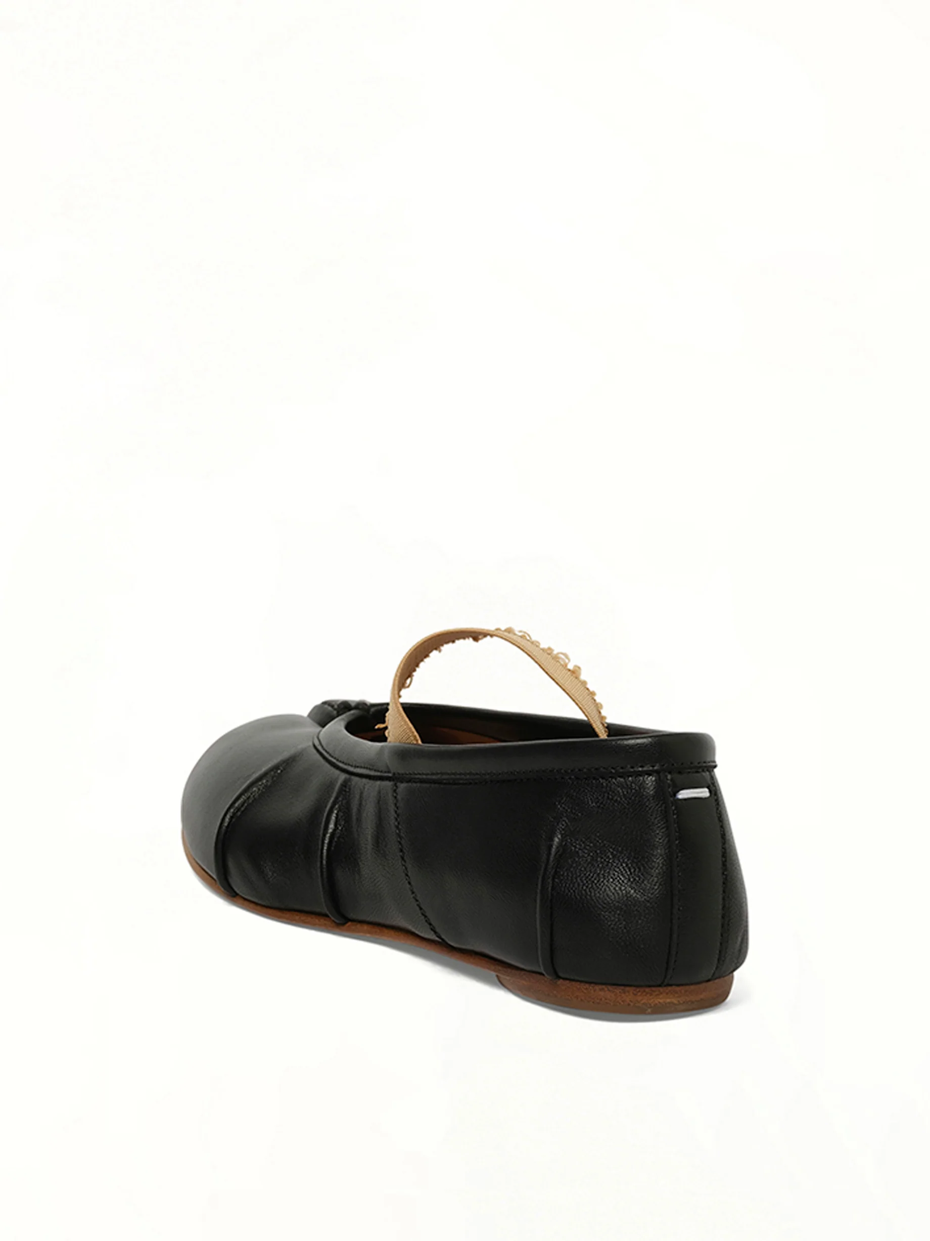 Tabi Ballerina Flat Elastic Band in Black/Nude - Image 3