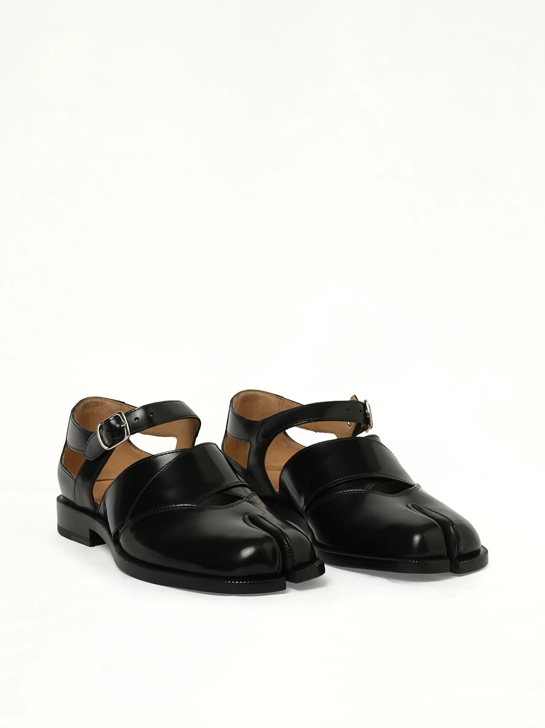 Tabi Toe Cut Out Sandals in Black - Image 2