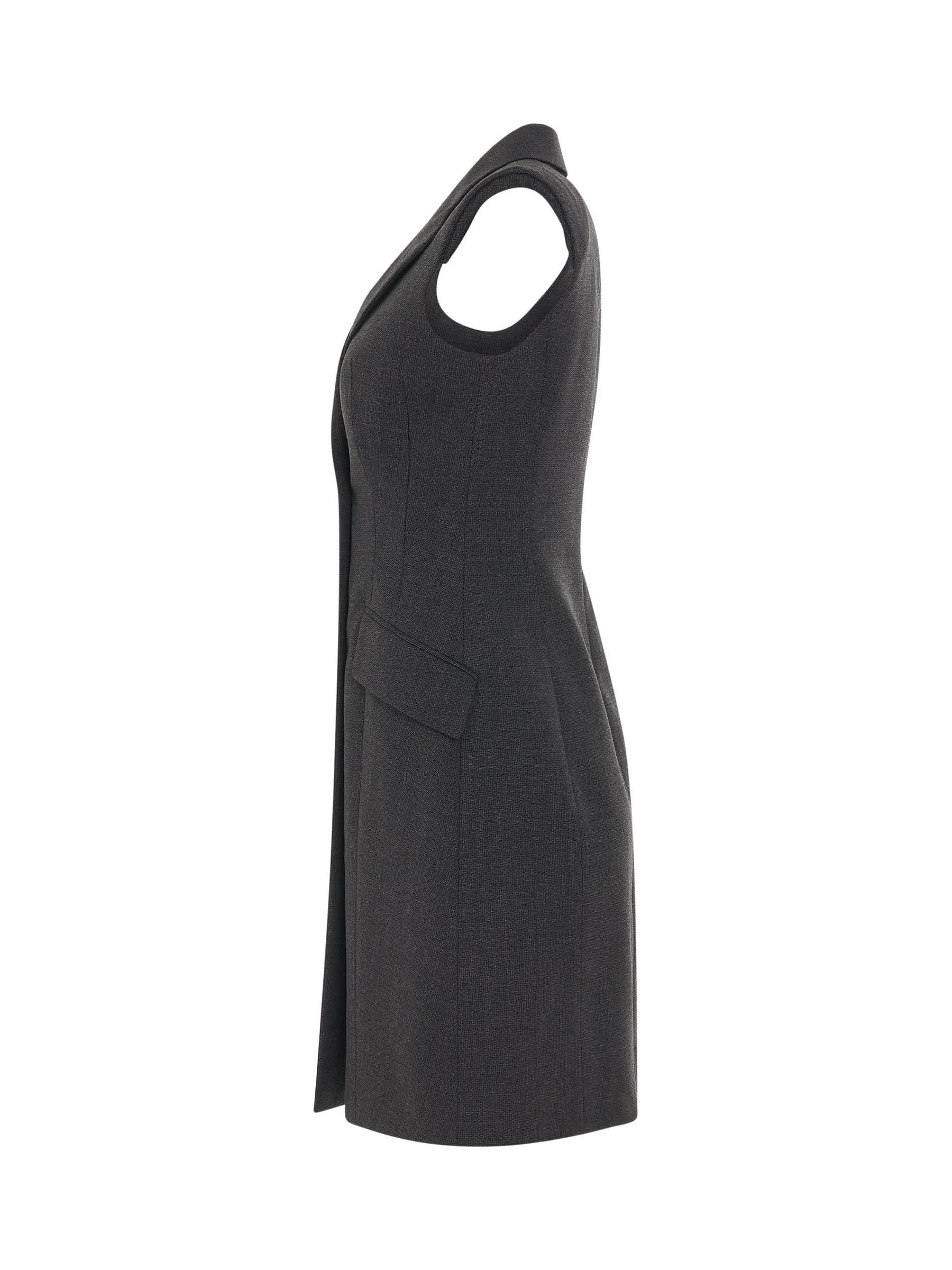 Tailored Sleeveless Dress in Grey - Image 3