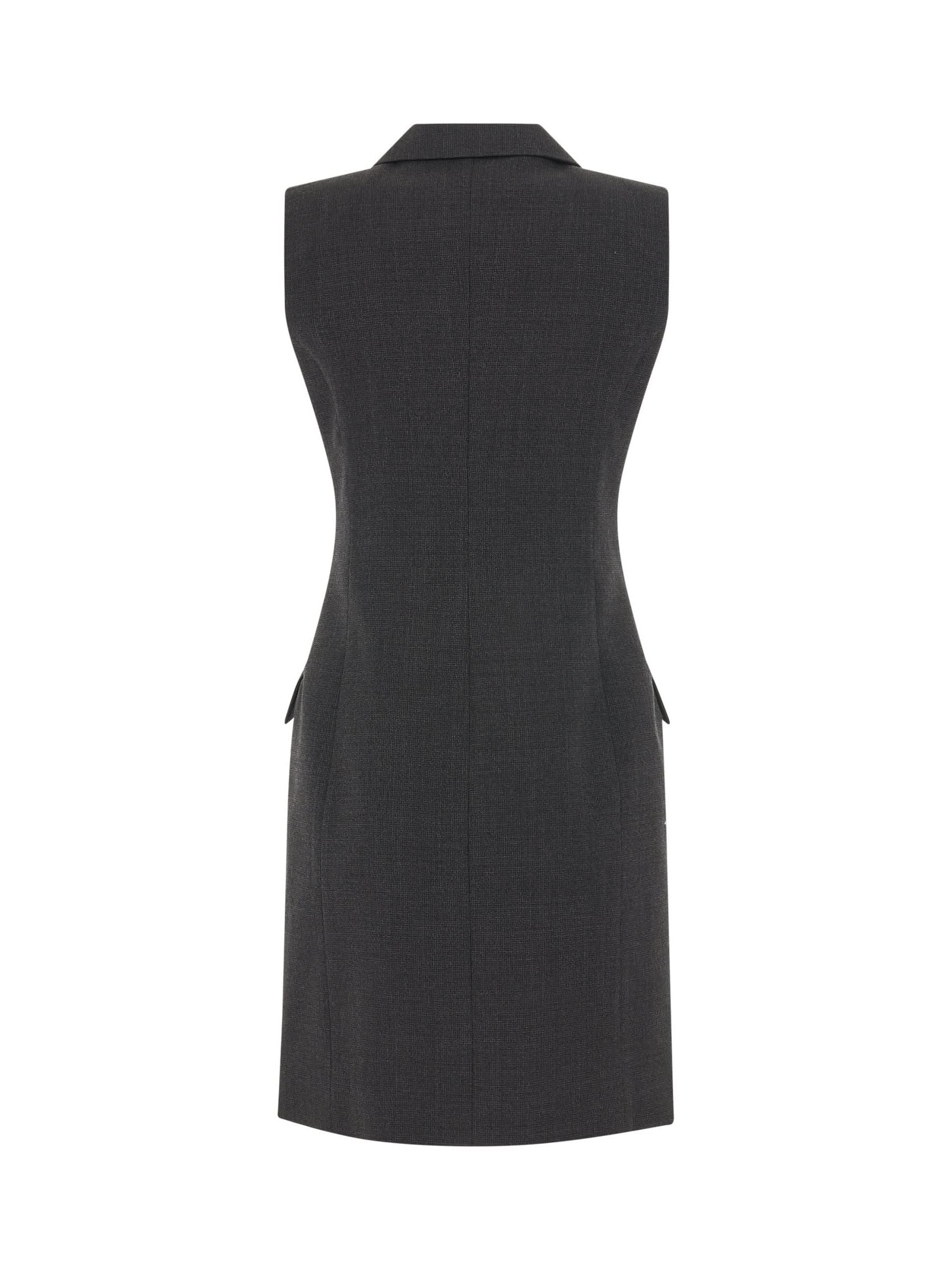 Tailored Sleeveless Dress in Grey - Image 4