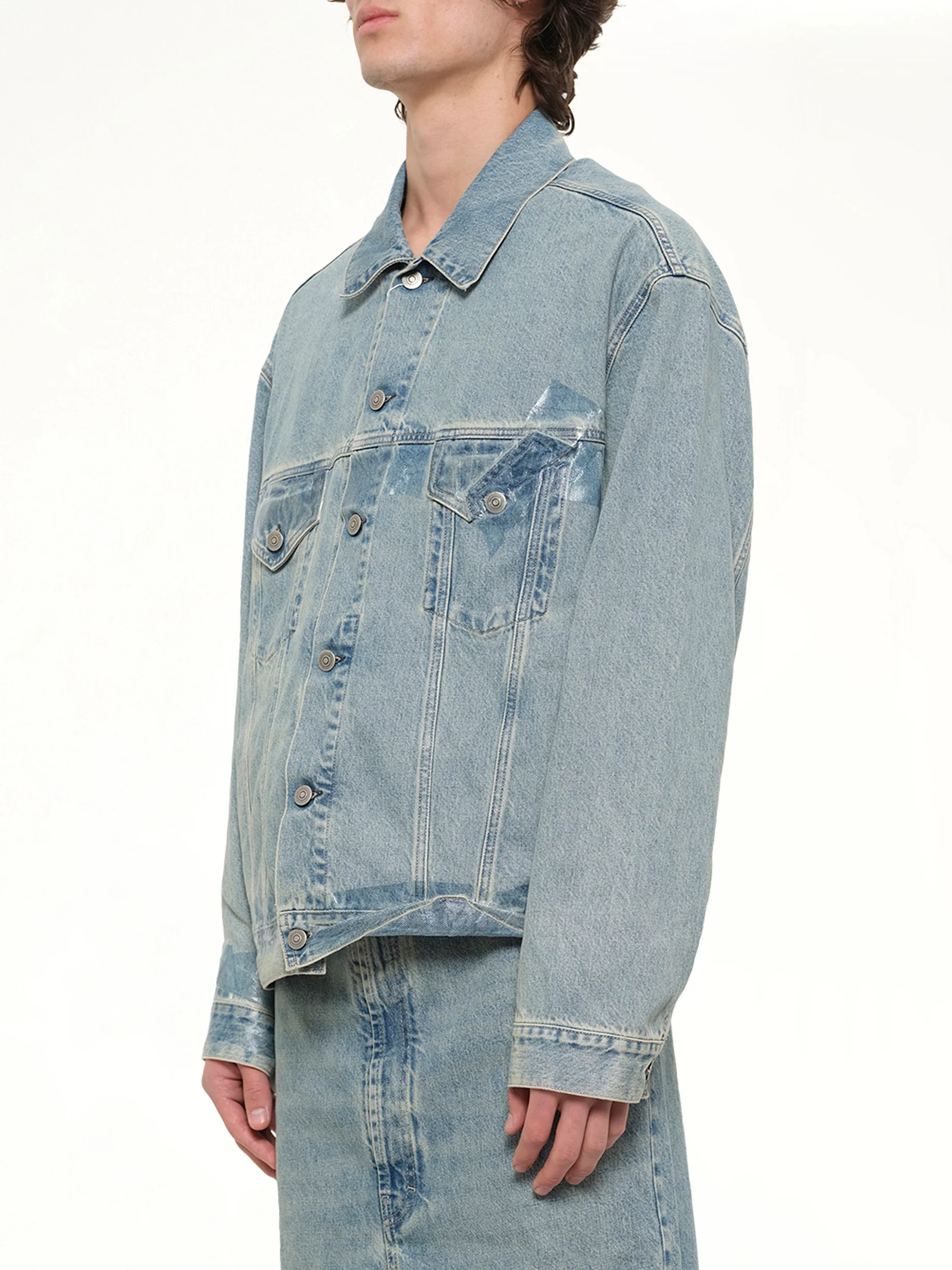 Tape Denim Jacket in Ice Blue - Image 3