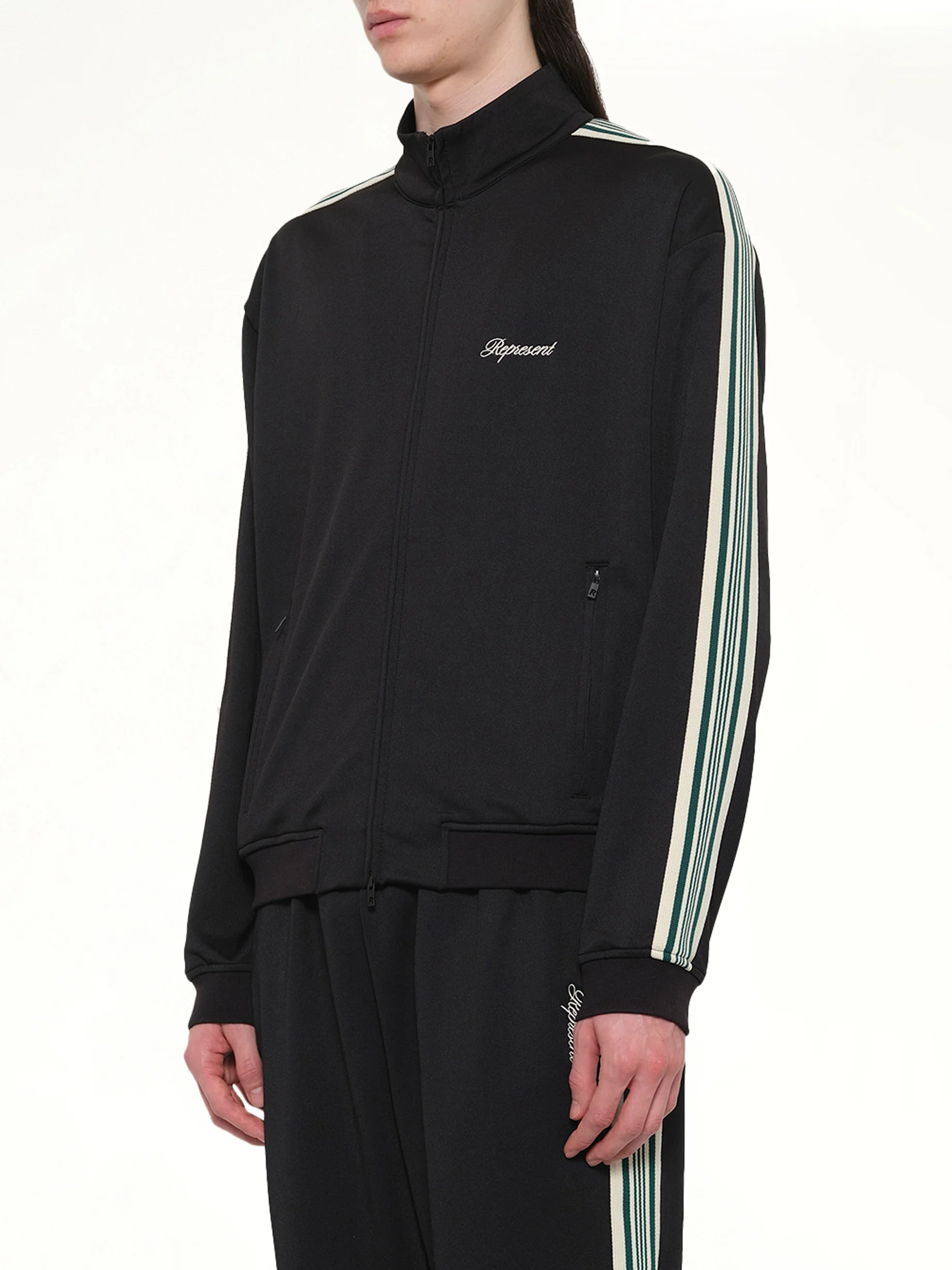 Taped Track Jacket in Jet Black - Image 3