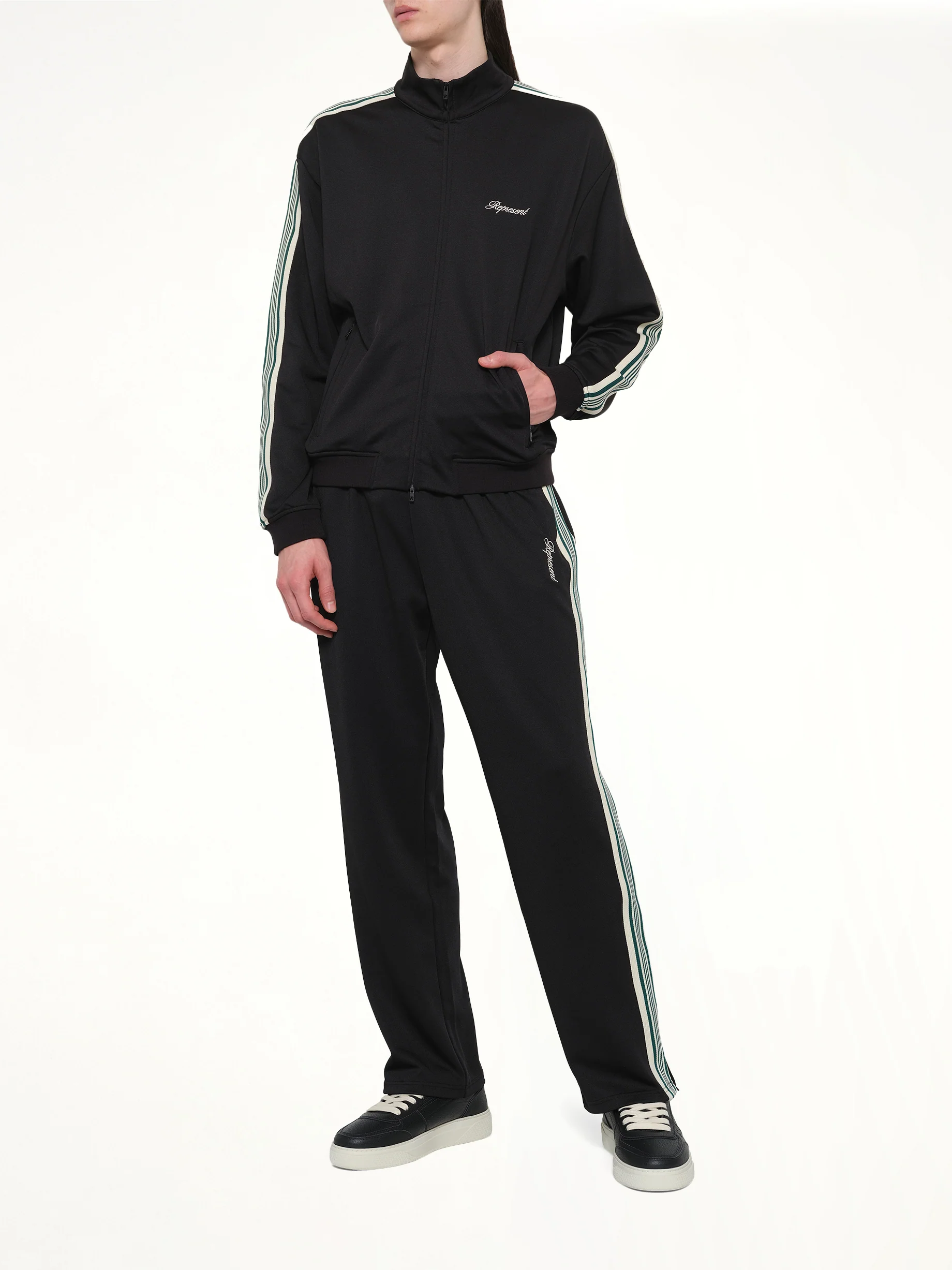Taped Track Jacket in Jet Black - Image 4