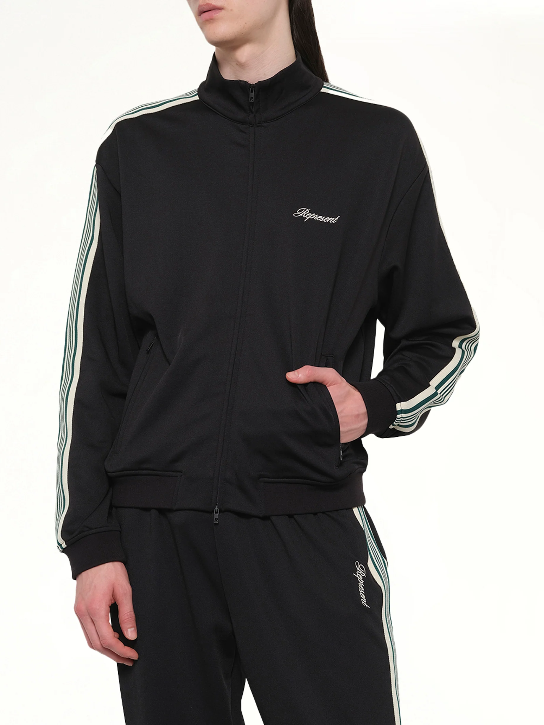 Taped Track Jacket in Jet Black - Image 6