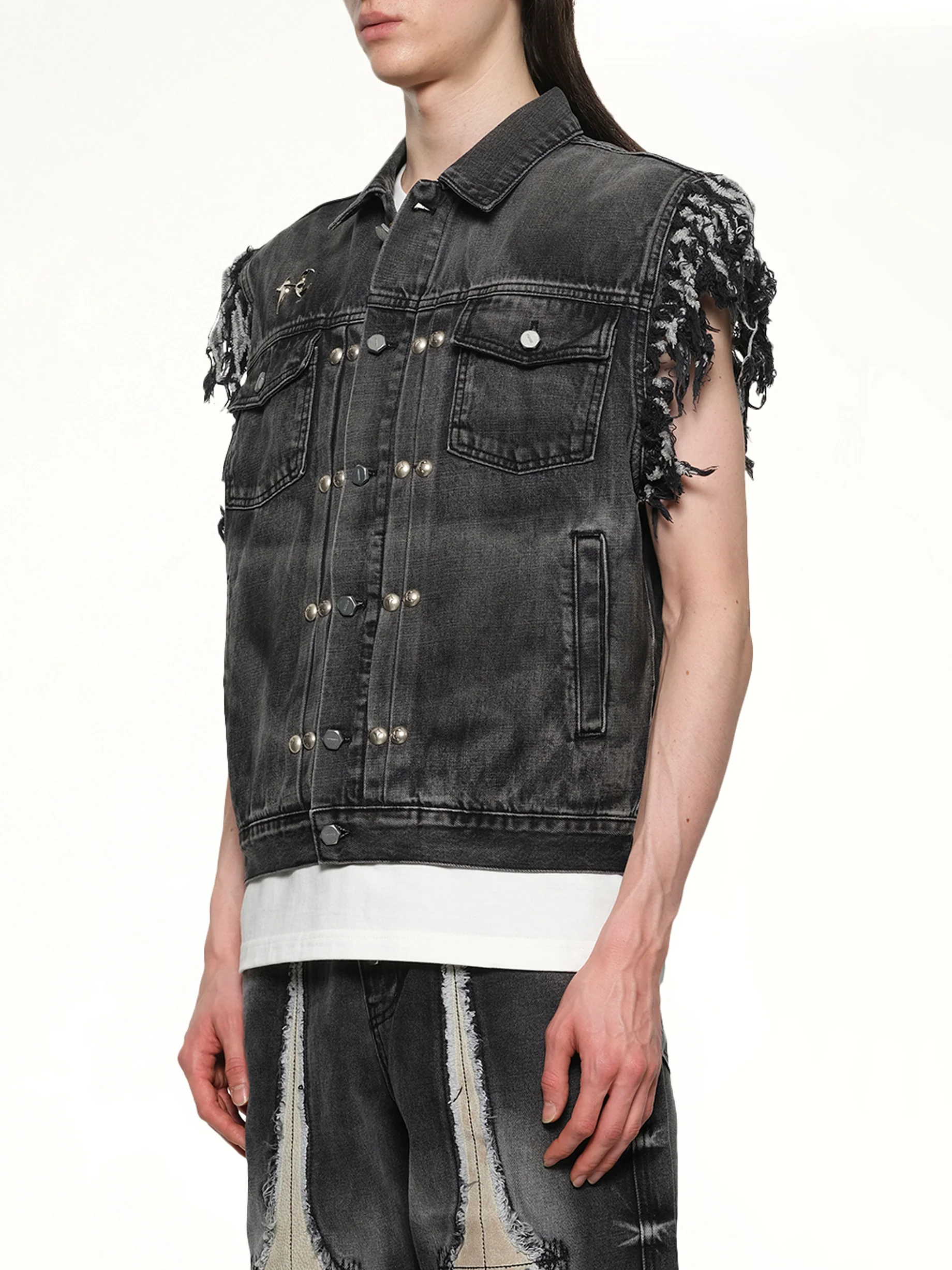 TC Angels Denim Vest in Black - Image 3