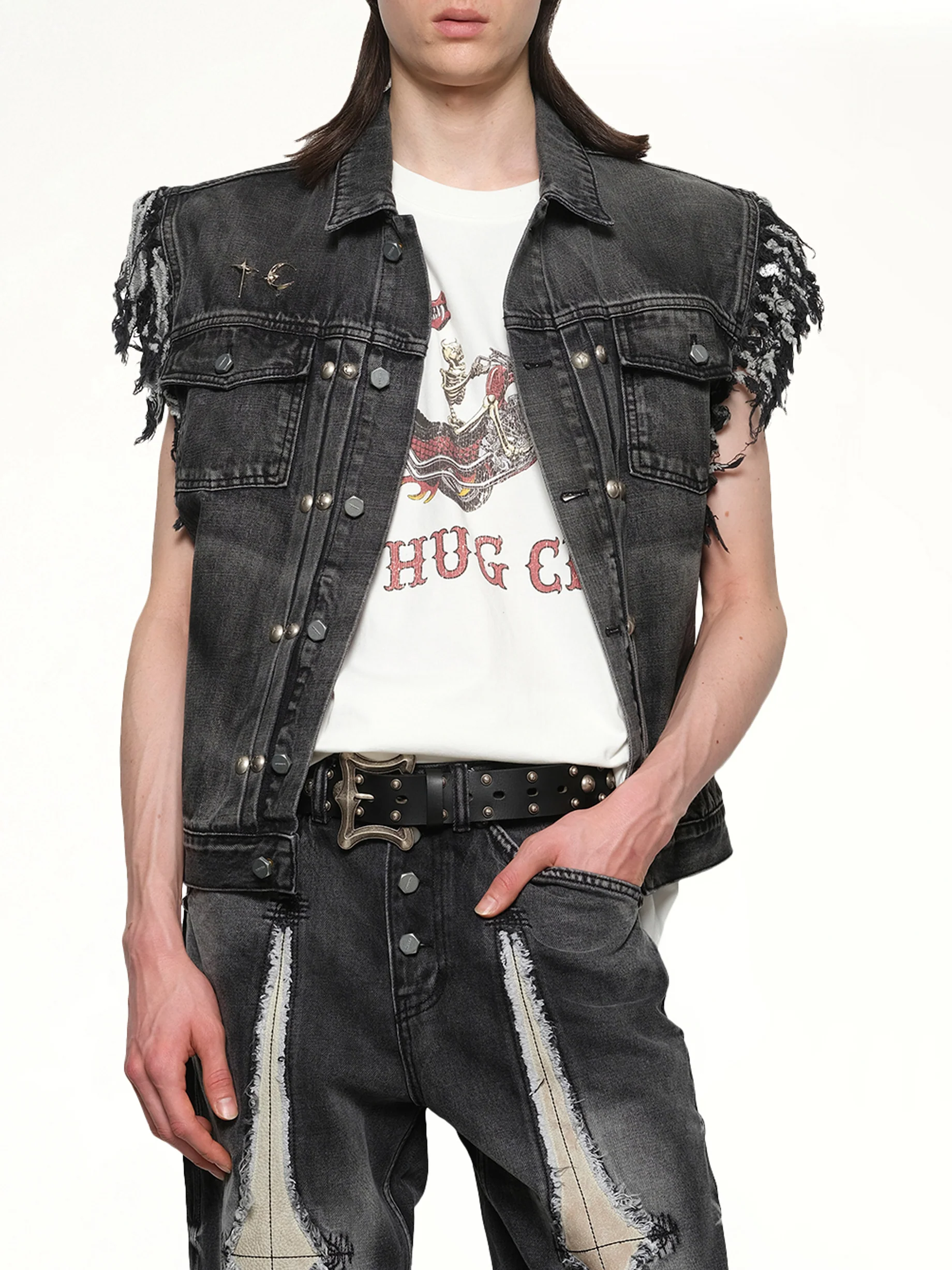 TC Angels Denim Vest in Black - Image 6