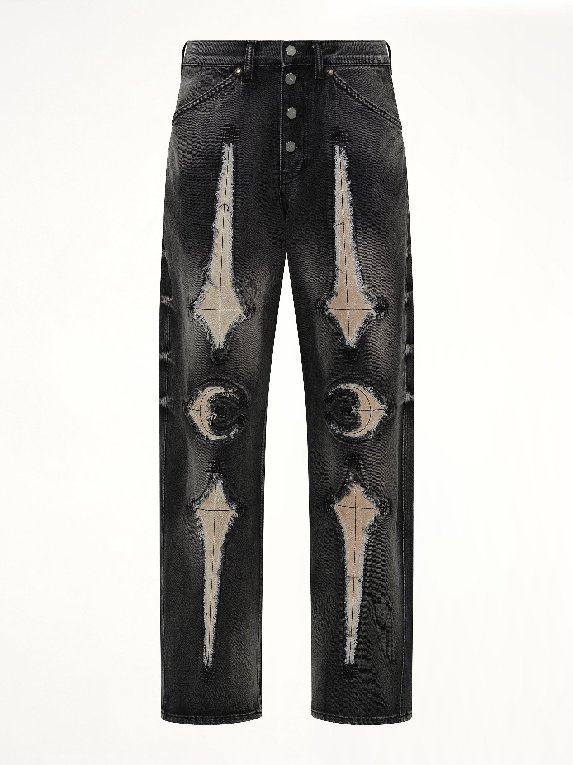 TC Bone Leather Denim Pants in Black - Image 2